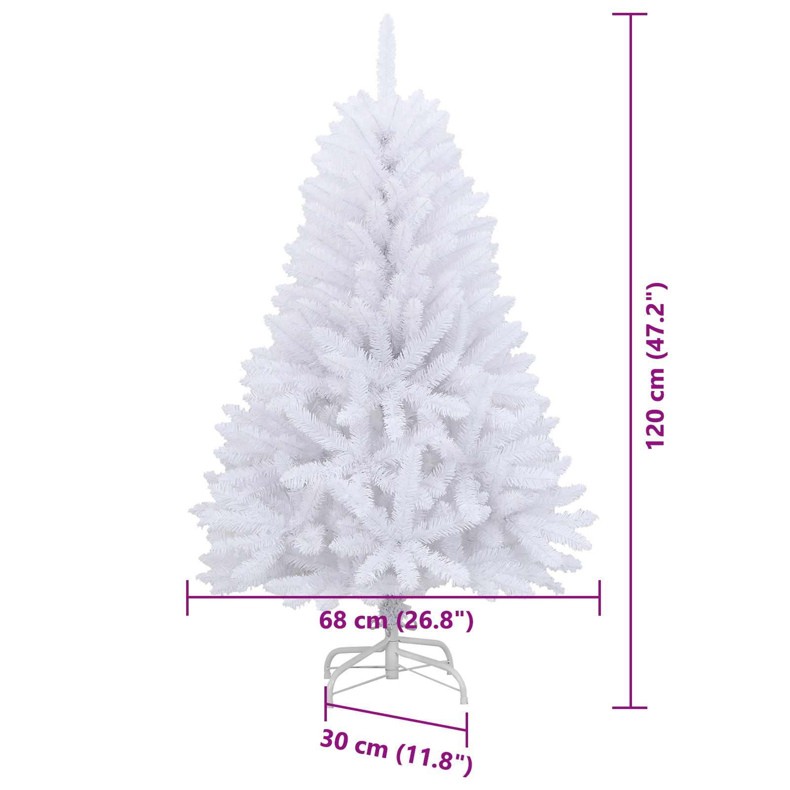 Umjetno božićno drvce s nogom Bijelo 120 cm PVC i čelik