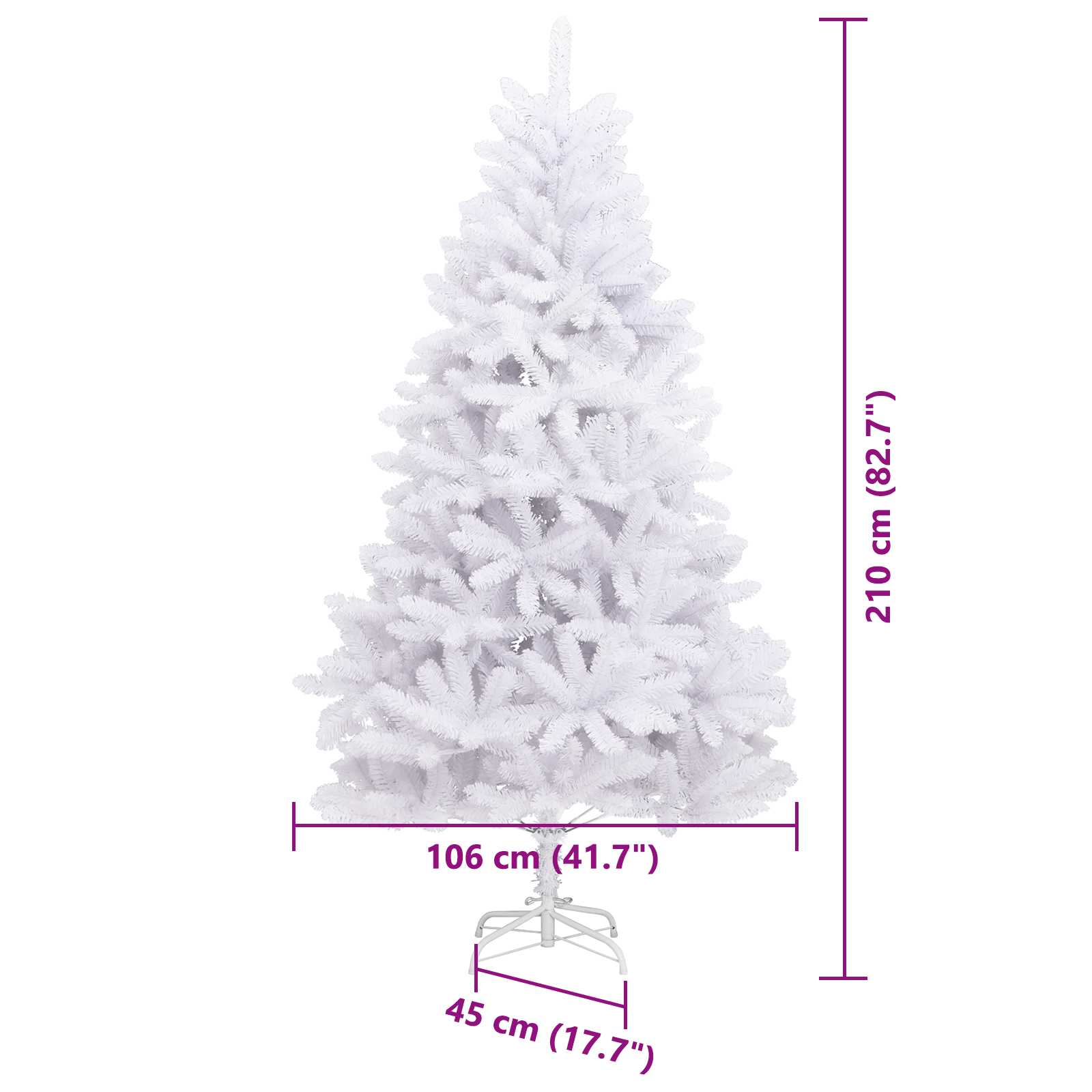 Umjetno božićno drvce s nogom Bijela 210 cm PVC i čelik