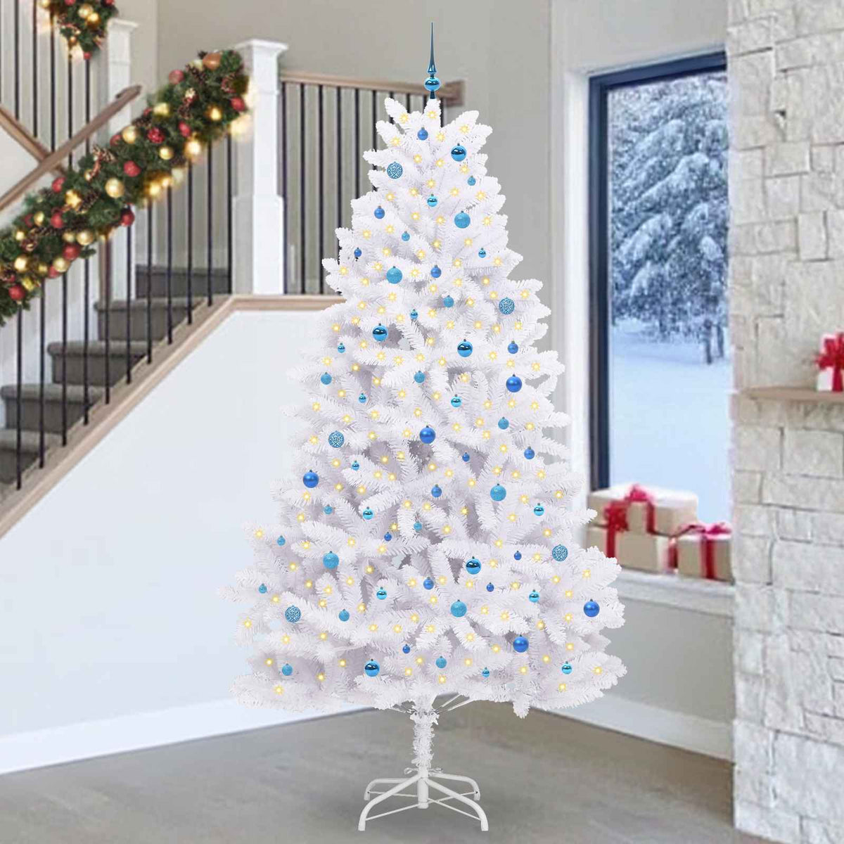 Umjetno božićno drvce s nogom Bijela 270 cm PVC i čelik