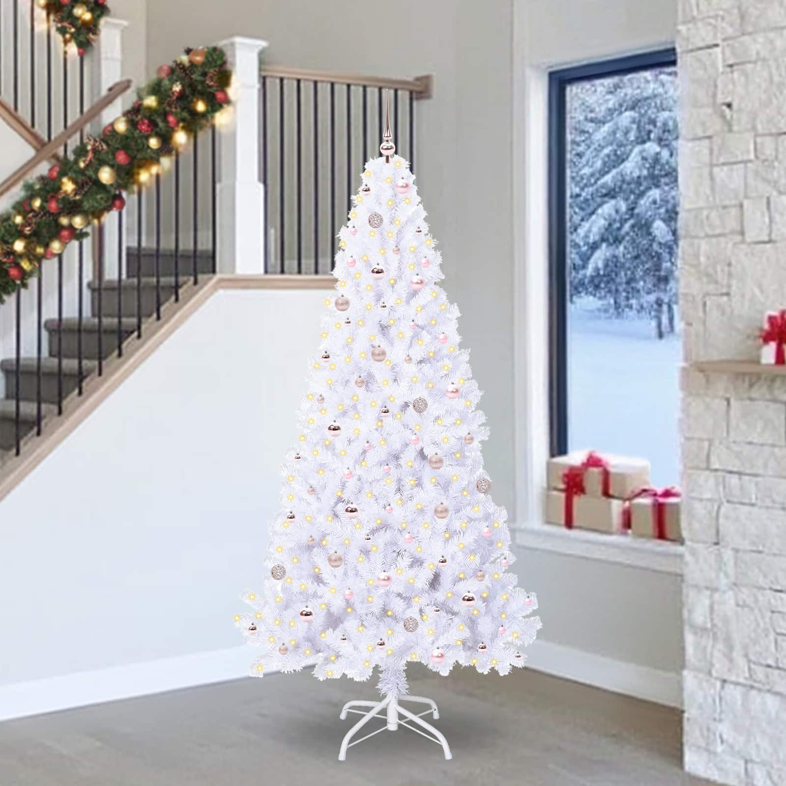 Umjetno božićno drvce s stalakom Bijelo 240 cm PVC i čelik