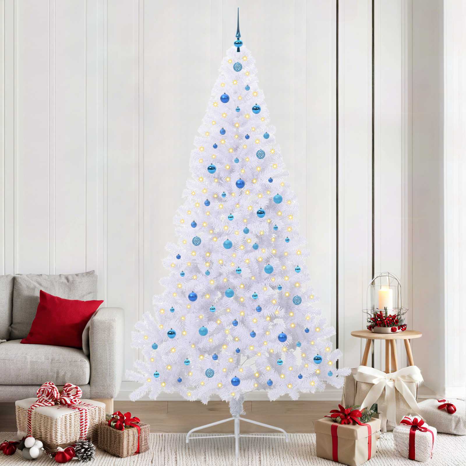 Umjetno božićno drvce s stalakom Bijelo 240 cm PVC i čelik