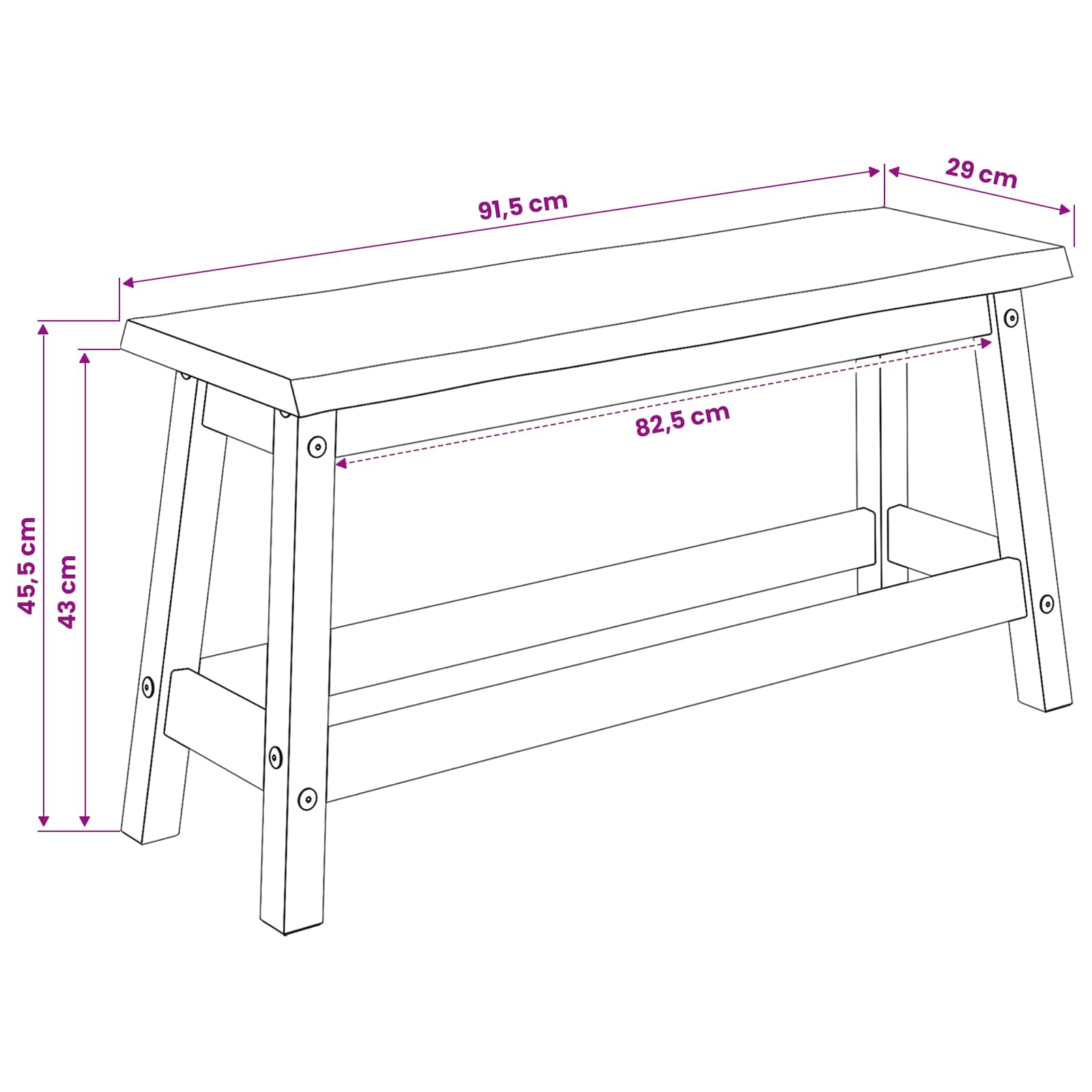 Klupa za blagovanje EKAI Bijela 91,5 x 29 x 45,5 cm