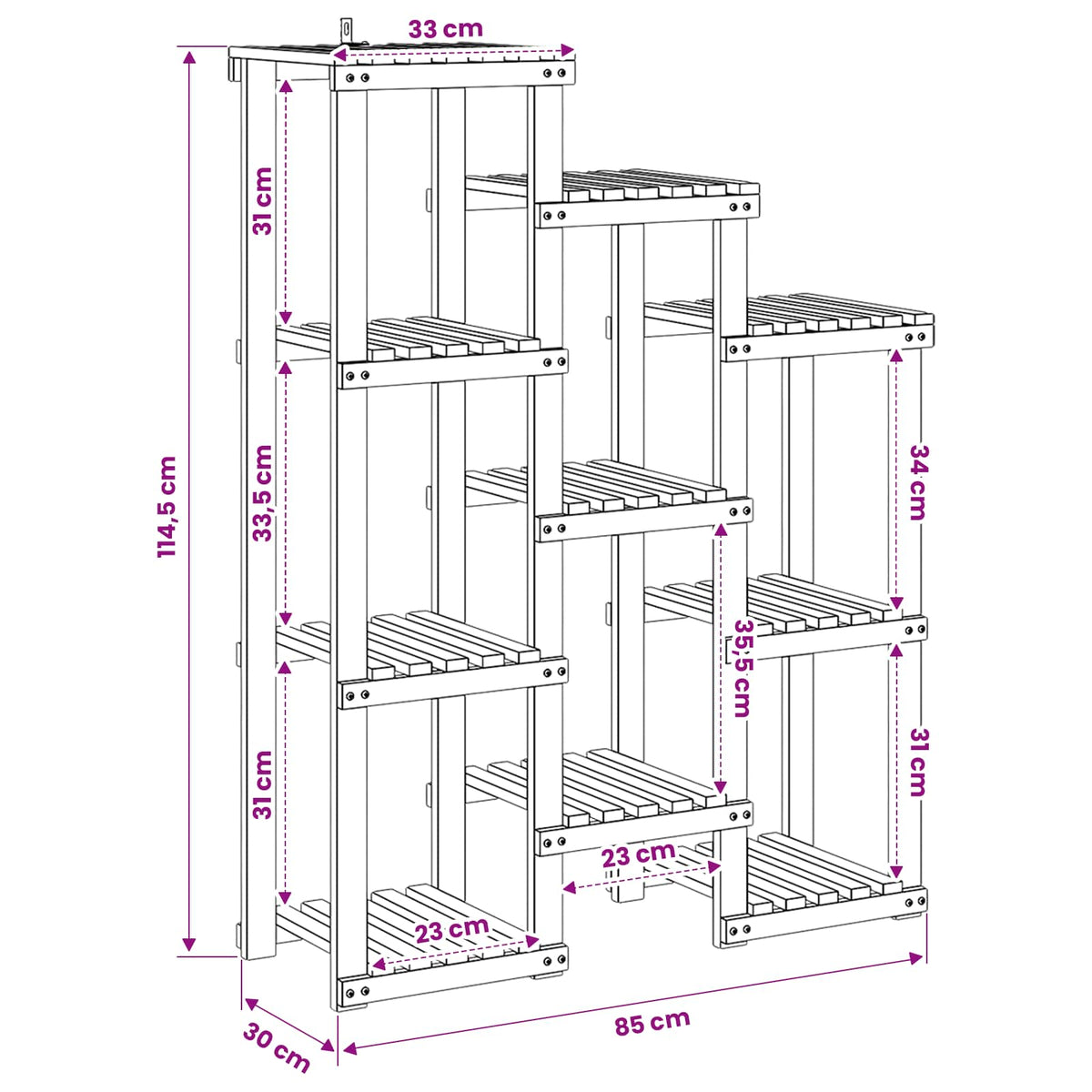 Stalak za biljke Prirodna 85 x 30 x 114,5 cm