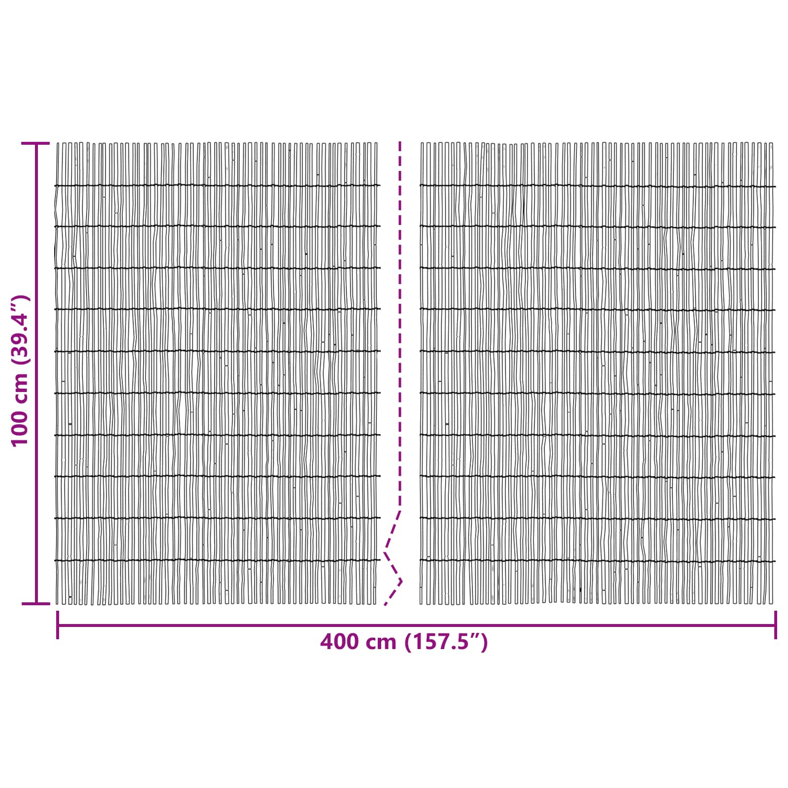 Vrtna Ograda Karbonizirano 400 x 100 cm Trska