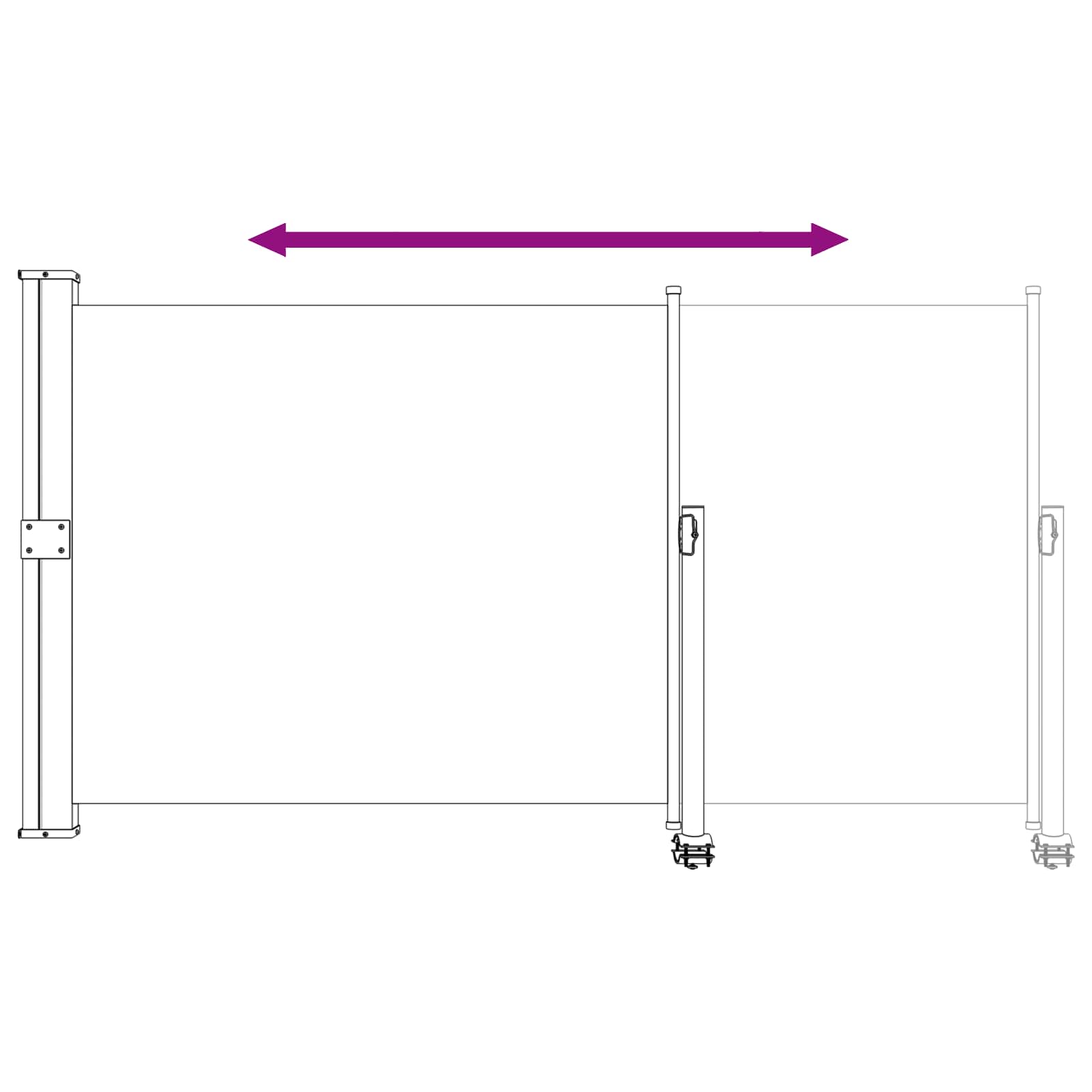 Bočna tendu 100% poliester, željezo, čelik