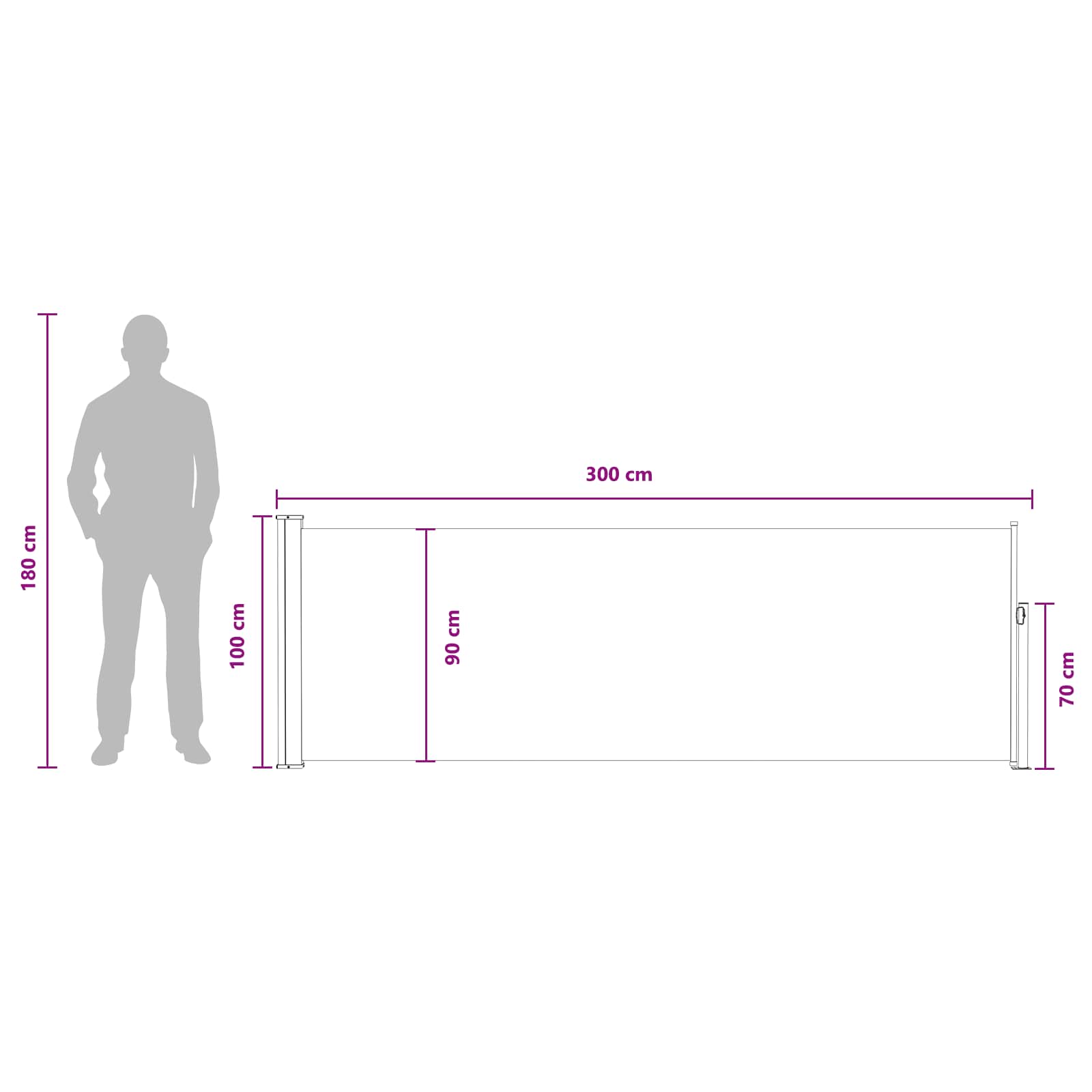 Retraktabilna bočna tende Sivosmeđa 300 x 100 cm Poliester