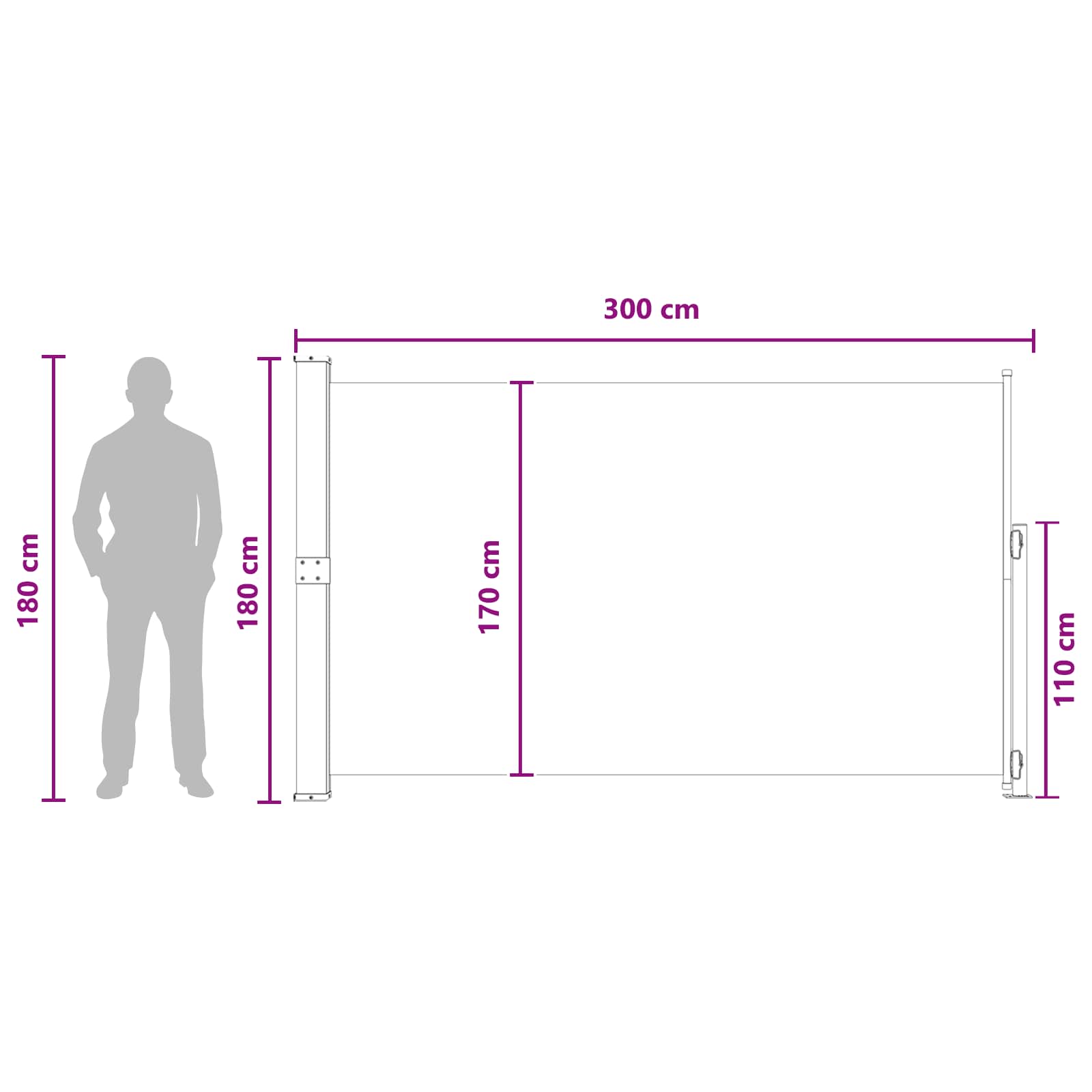 Retraktabilna bočna tende Bež 300 x 180 cm Poliester