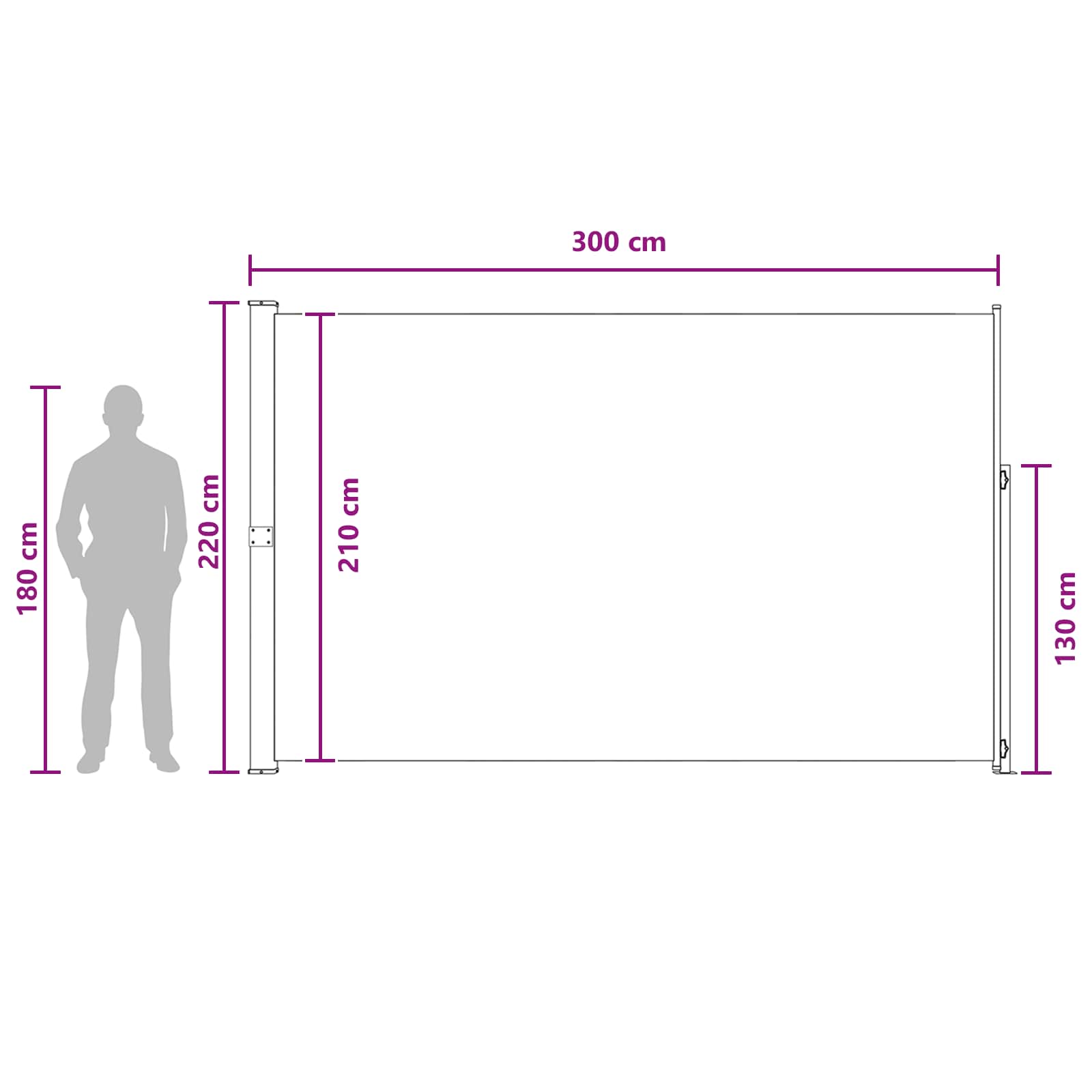 Retraktabilna bočna tende Antracit 300 x 220 cm Poliester