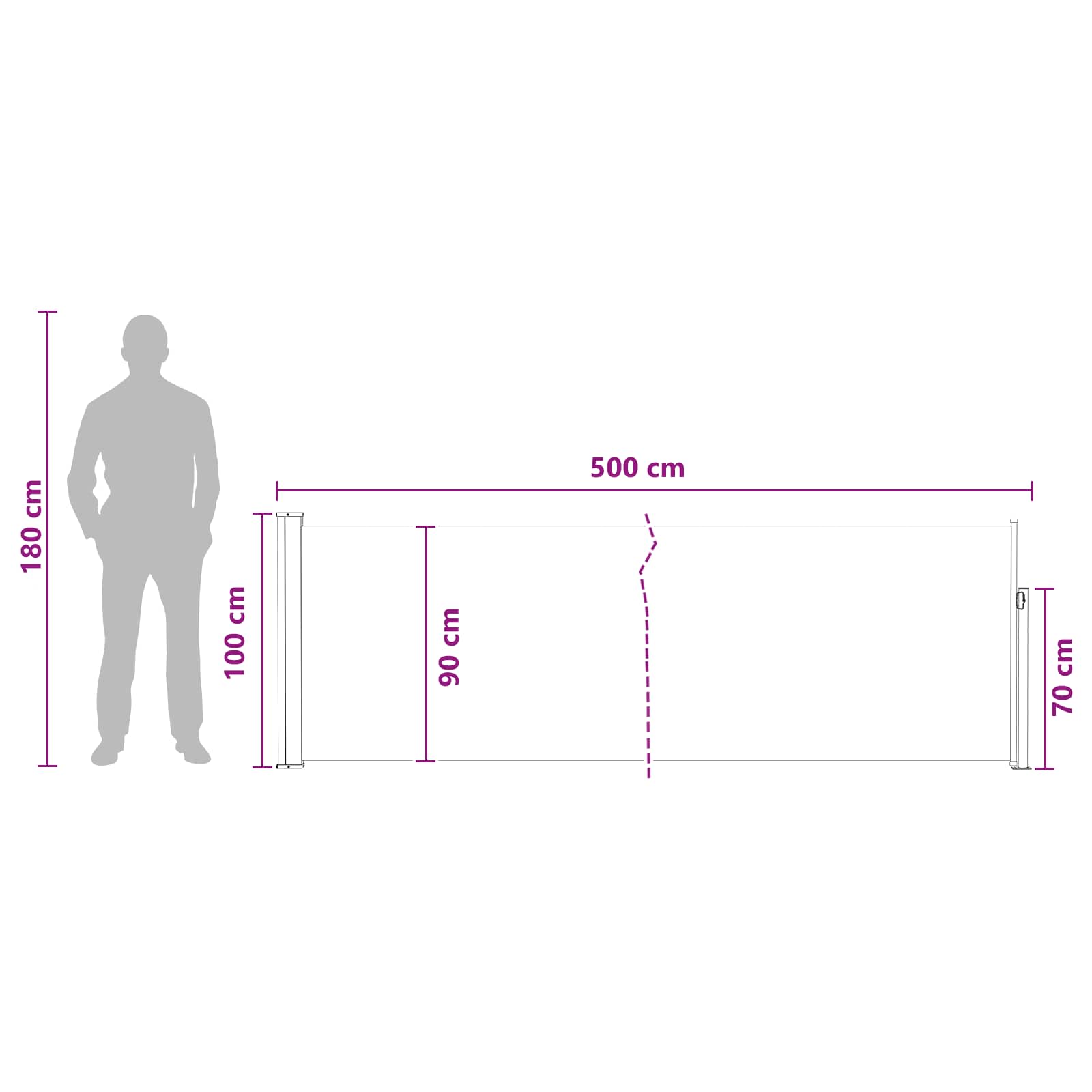 Retraktabilna bočna tende Bež 500 x 100 cm Poliester