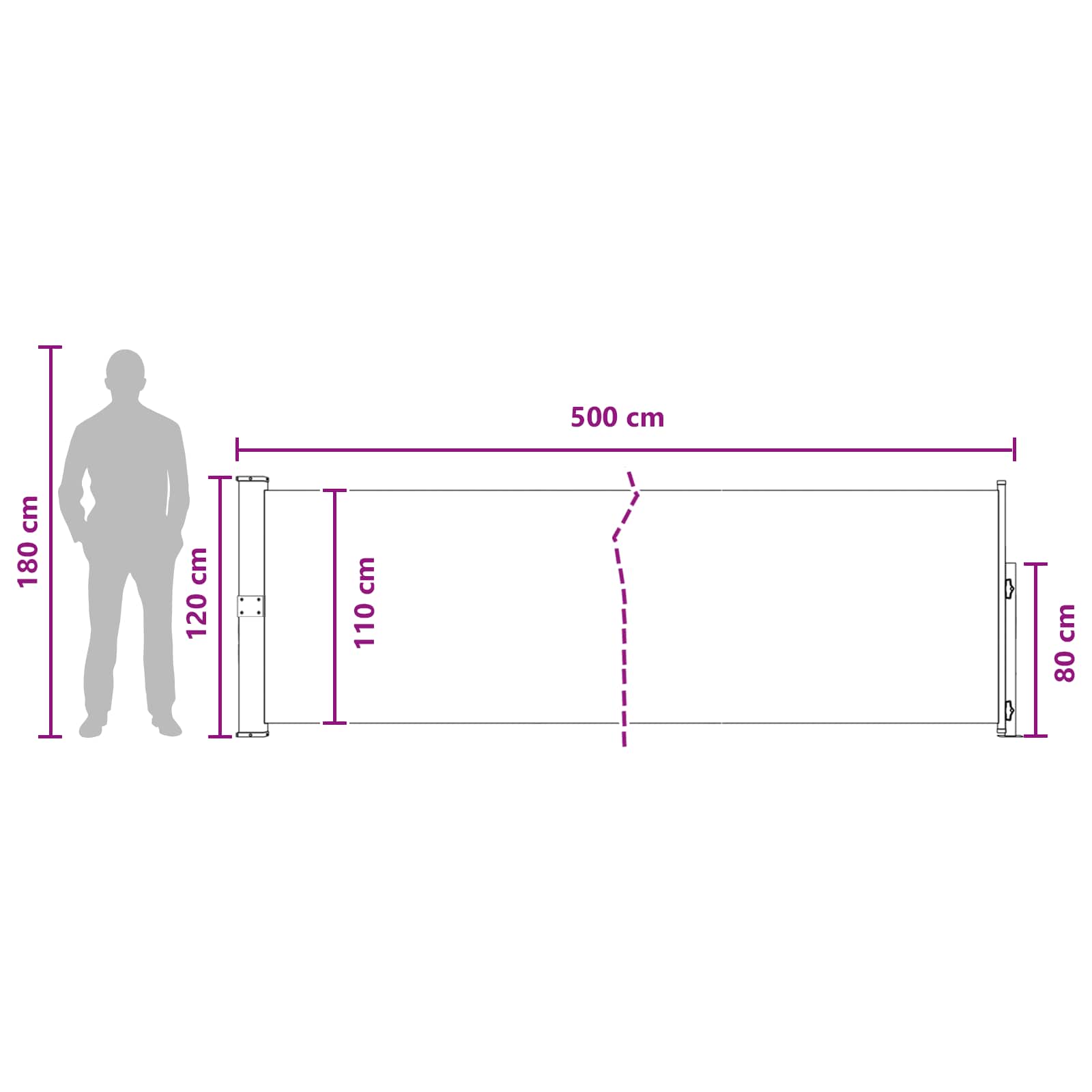 Retraktabilna bočna tende Antracit 500 x 117 cm Poliester