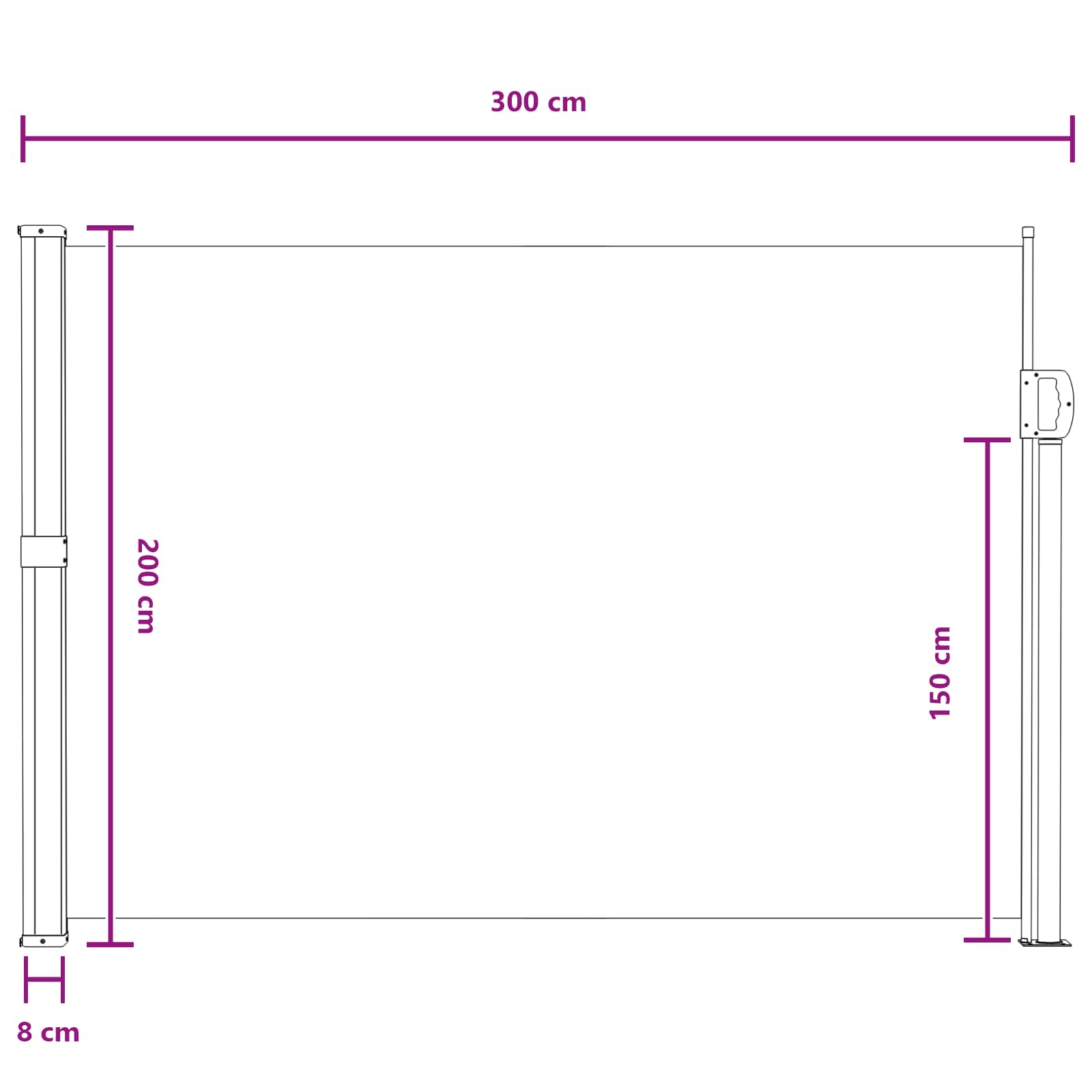 Retraktabilna bočna tende Siva 300 x 200 cm Poliester