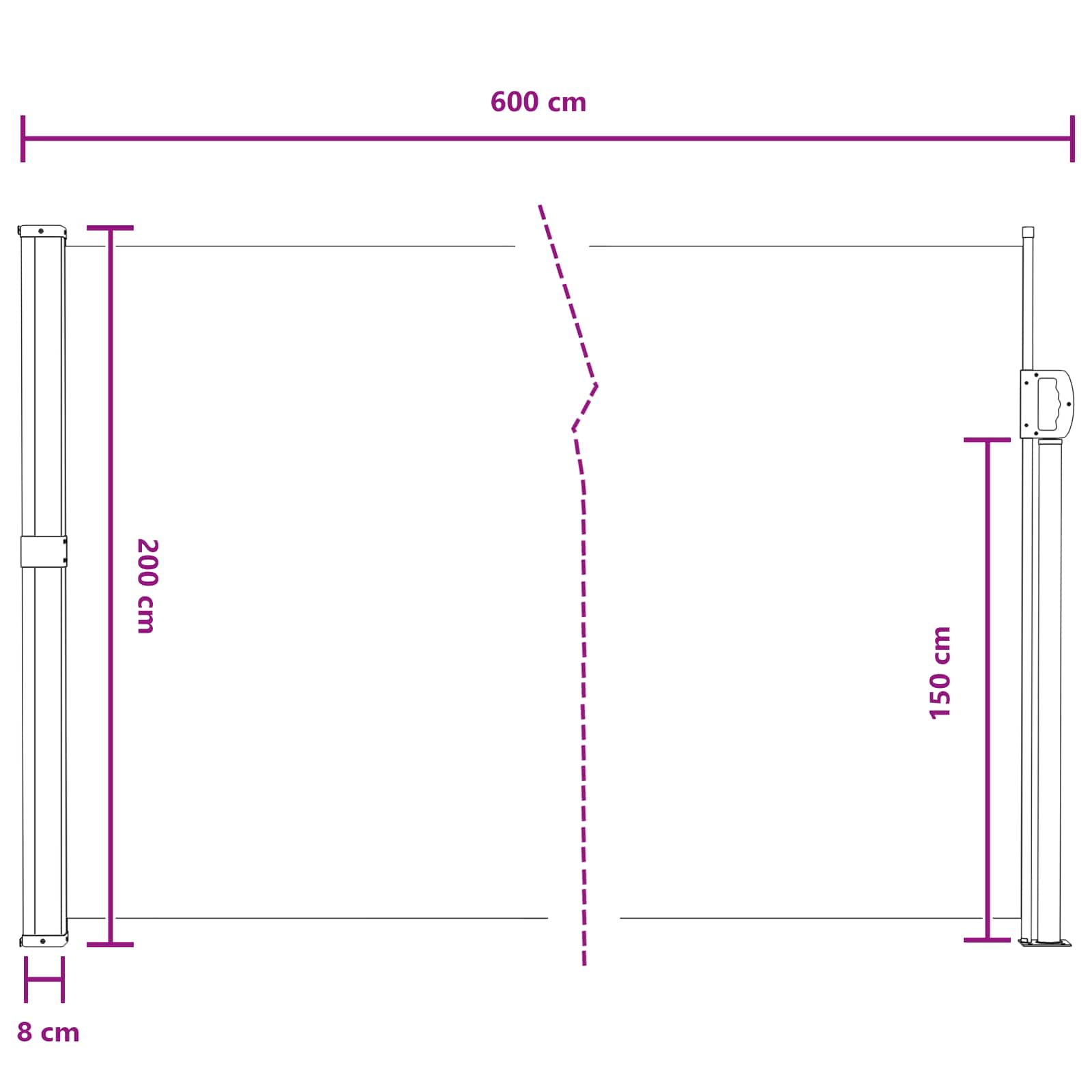 Retraktabilna bočna tende Pijesak 600 x 200 cm Poliester
