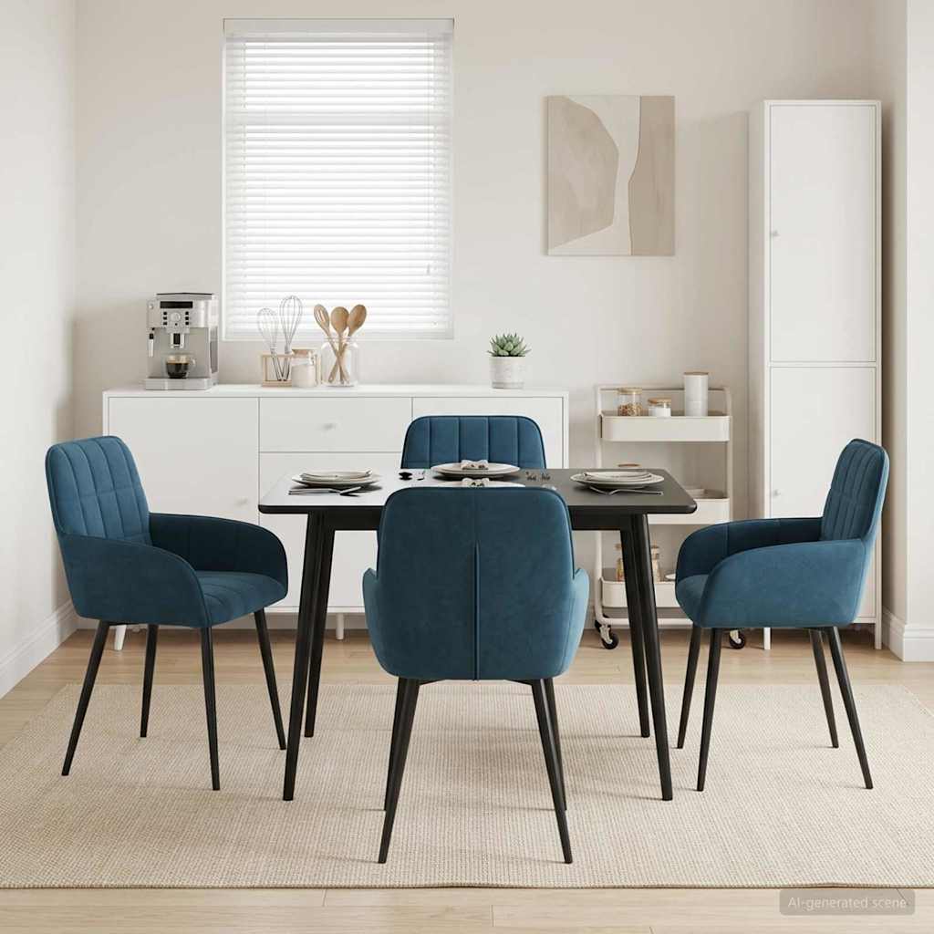 Trpezarijske stolice 4 pcs Baršun Plava 57 x 50 x 85 cm