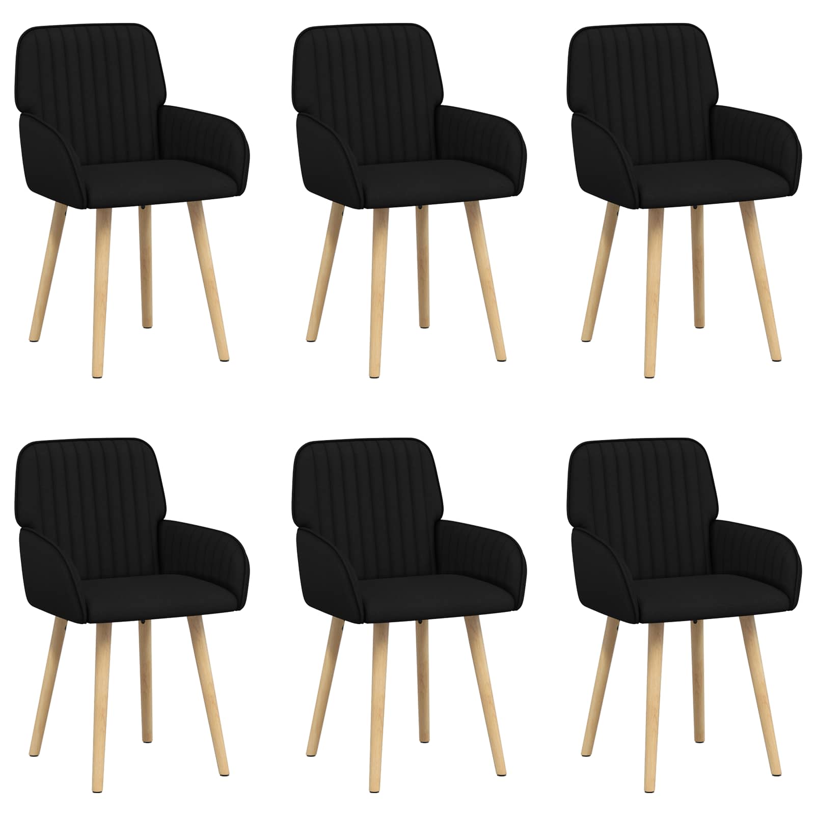 Trpezarijske stolice 6 pcs Tkanina Crna 56,5 x 50 x 87,5 cm
