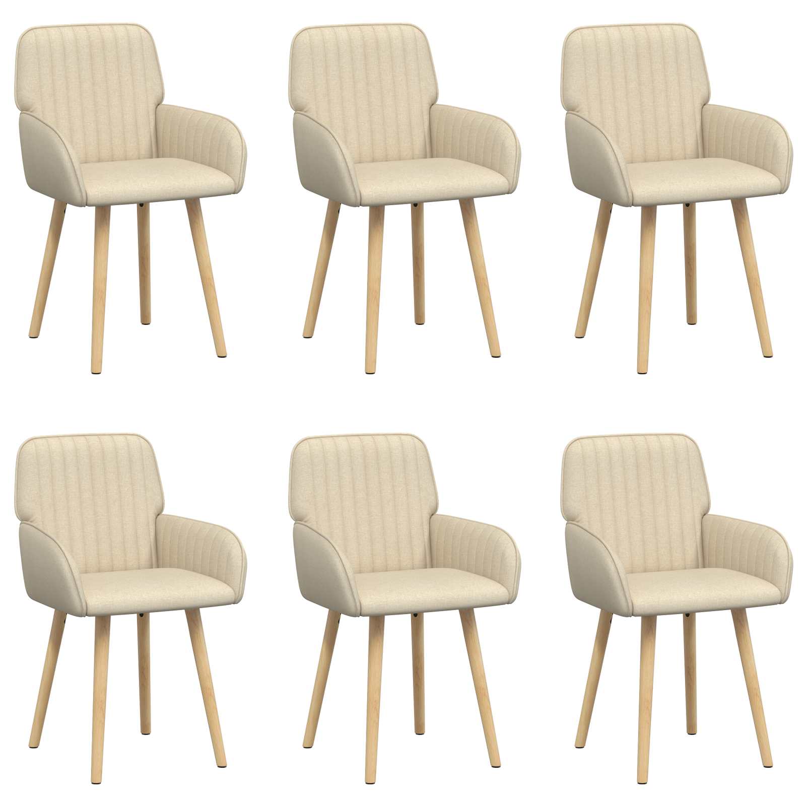 Trpezarijske stolice 6 pcs Tkanina Krem 56,5 x 50 x 87,5 cm