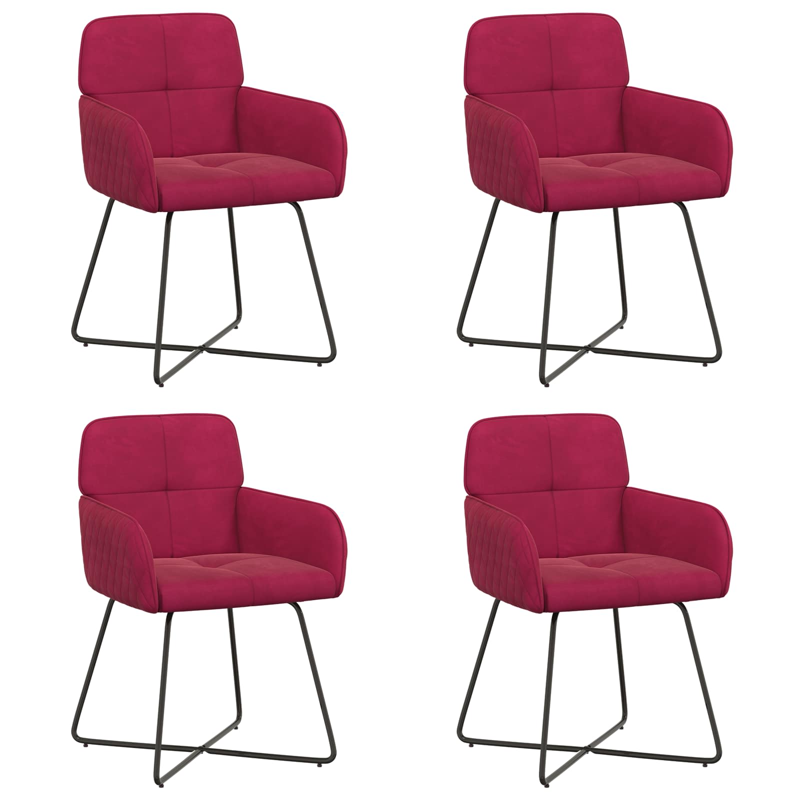 Trpezarijske stolice 4 pcs Baršun Vinska crvena