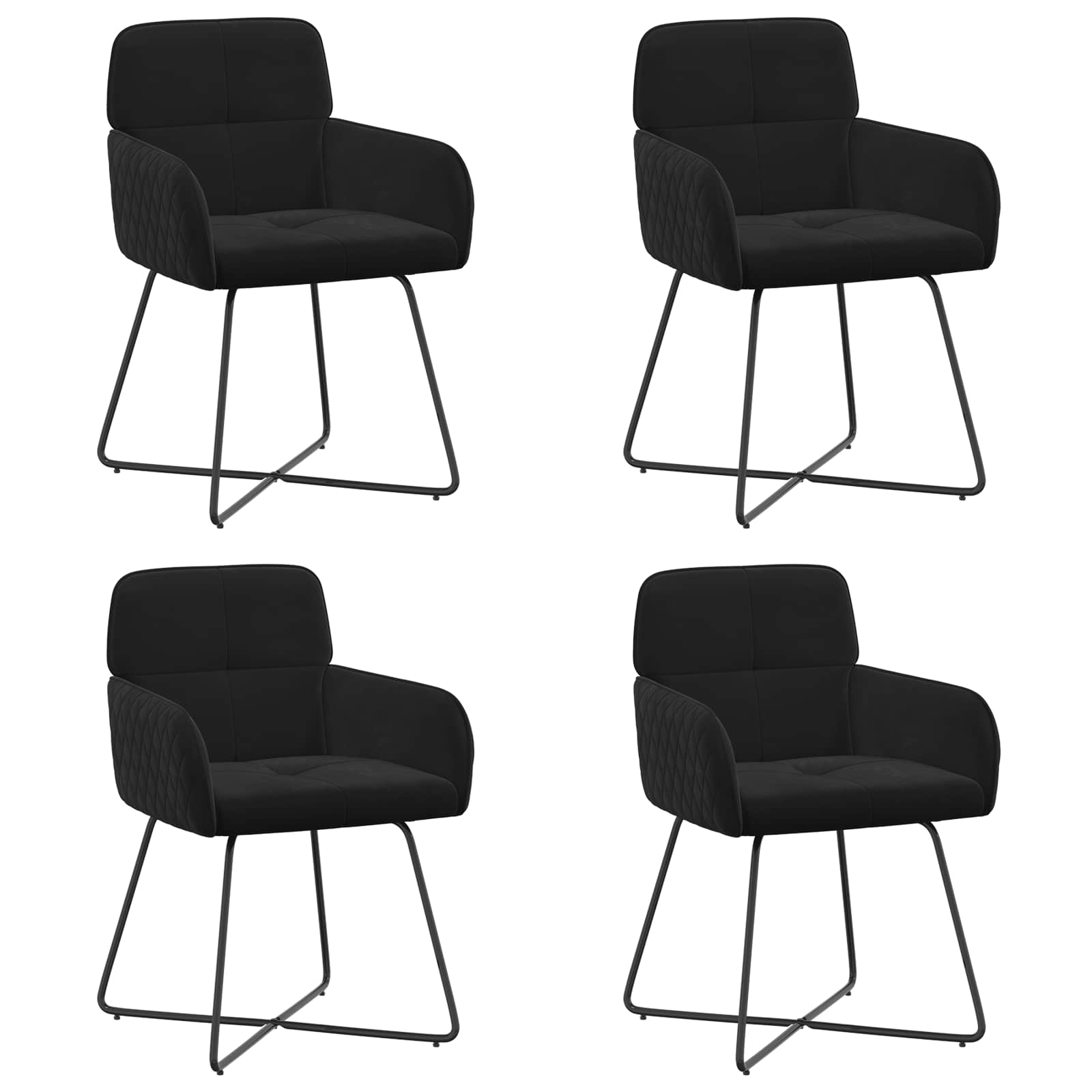 Trpezarijske stolice 4 pcs Baršun Crna 59 x 56,5 x 86 cm