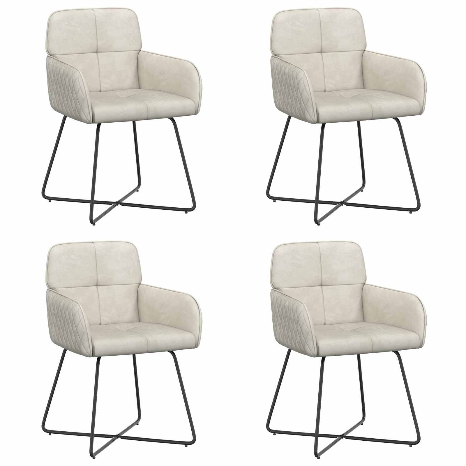 Trpezarijske stolice 4 pcs Baršun Krem 59 x 56,5 x 86 cm