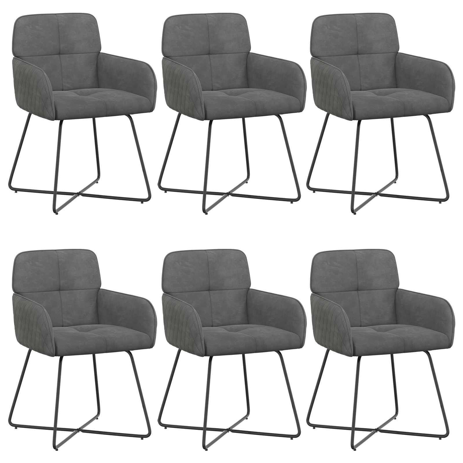 Trpezarijske stolice 6 pcs Baršun Tamnosiva 59 x 56,5 x 86 cm