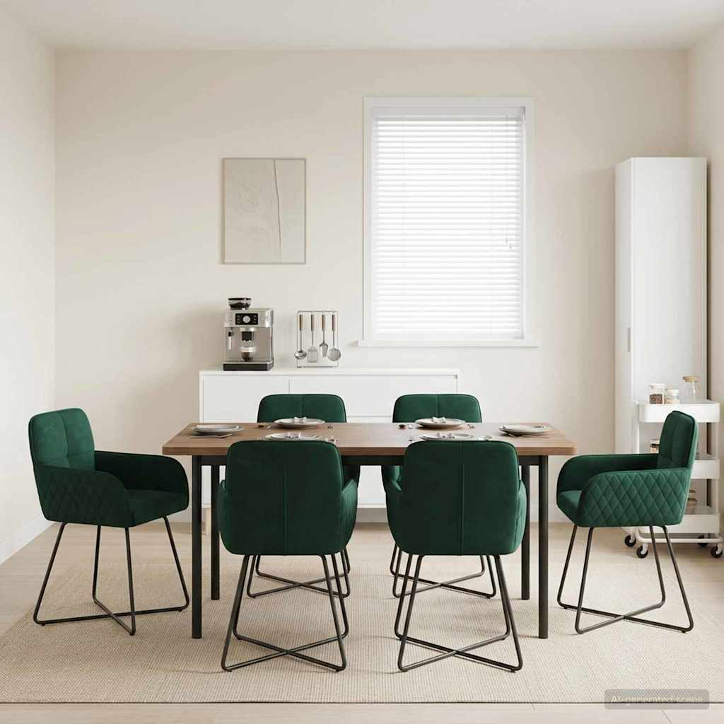 Trpezarijske stolice 6 pcs Baršun Tamnozelena 59 x 56,5 x 86 cm