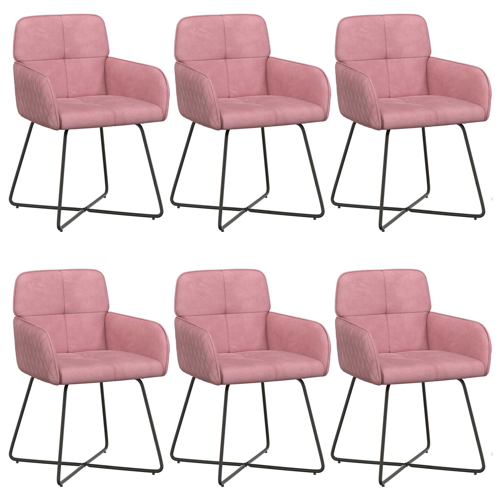 Trpezarijske stolice 6 pcs Baršun Ružičasta 59 x 56,5 x 86 cm