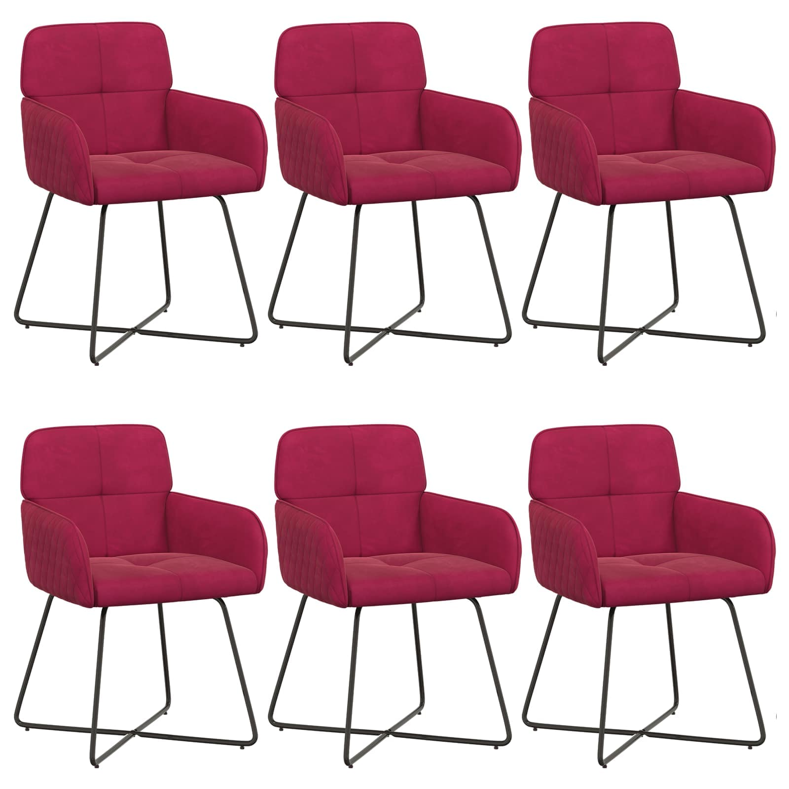 Trpezarijske stolice 6 pcs Baršun Vinska crvena