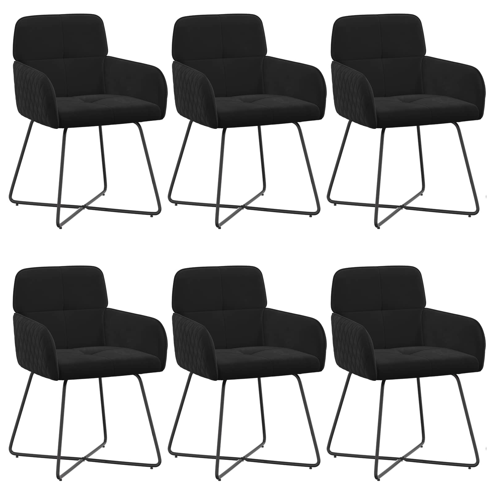 Trpezarijske stolice 6 pcs Baršun Crna 59 x 56,5 x 86 cm