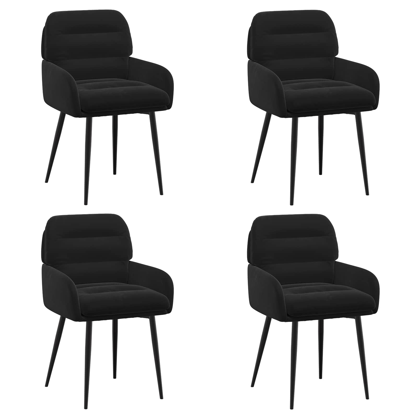 Trpezarijske stolice 4 pcs Baršun Crna 59 x 59,5 x 90 cm