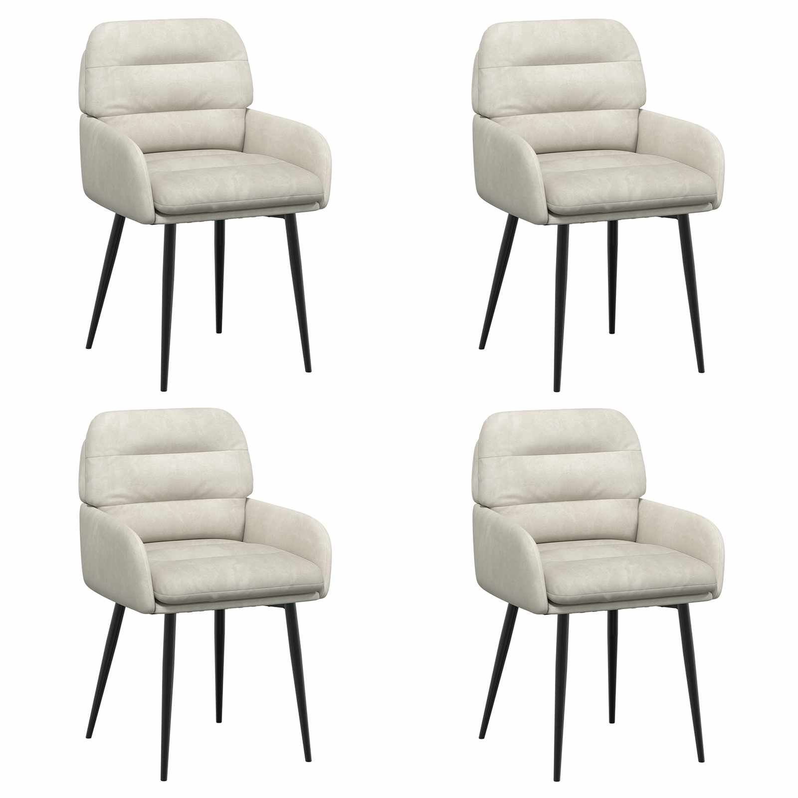 Trpezarijske stolice 4 pcs Baršun Krem 59 x 59,5 x 90 cm