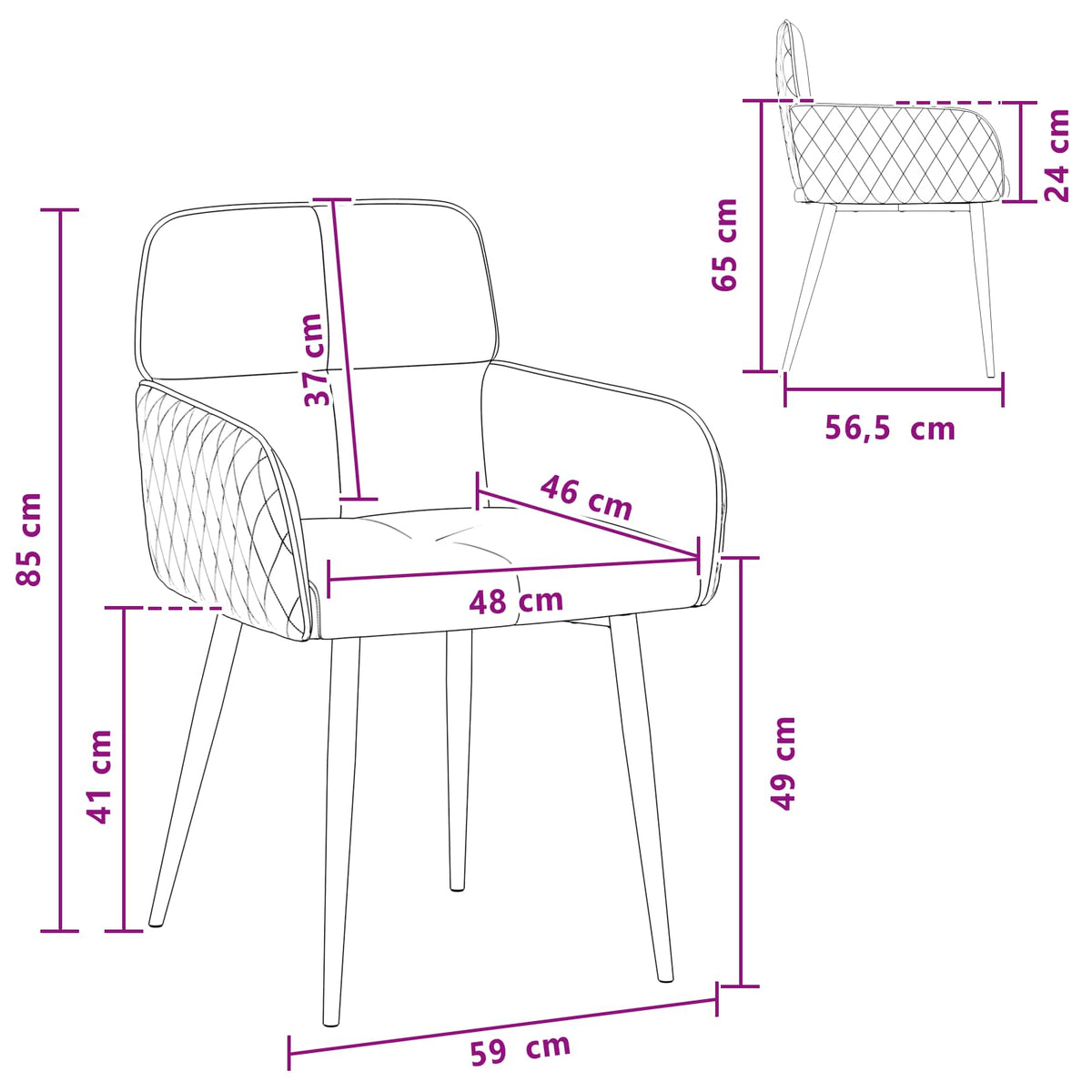 Trpezarijske stolice 6 pcs Baršun Tamnosiva 59 x 59,5 x 90 cm