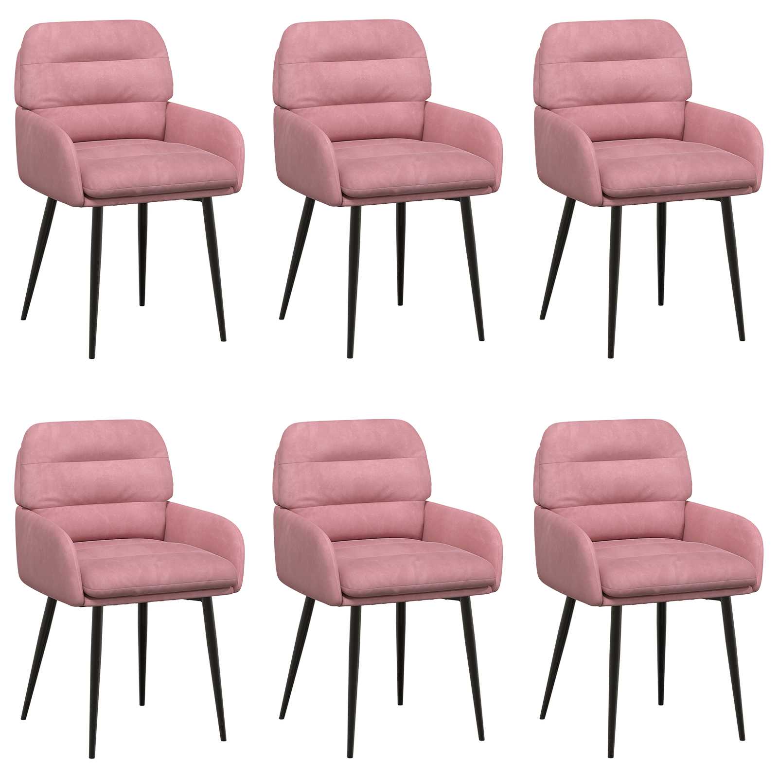 Trpezarijske stolice 6 pcs Baršun Ružičasta 59 x 59,5 x 90 cm