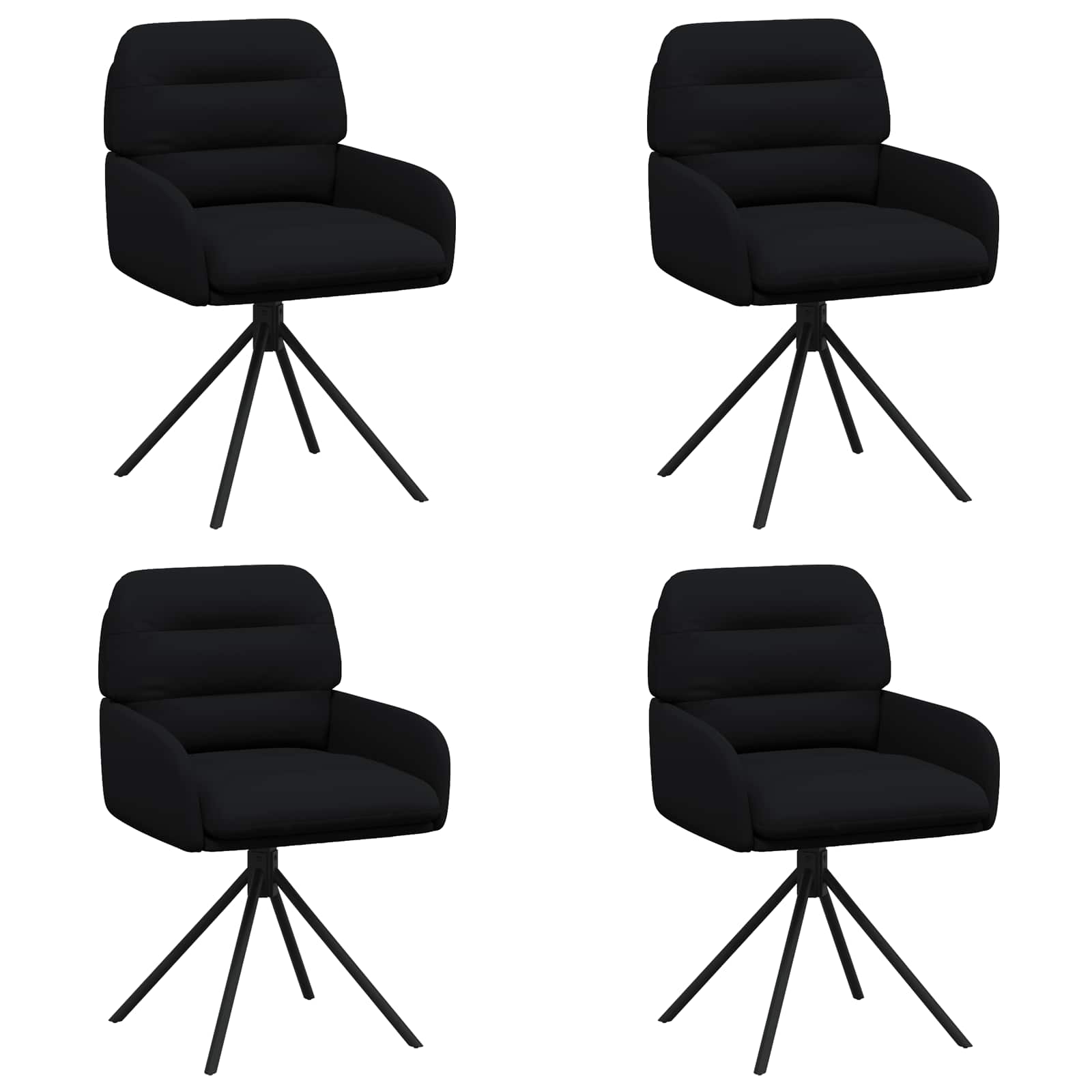Okretne blagovaonske stolice 4 pcs Umjetna koža Crna
