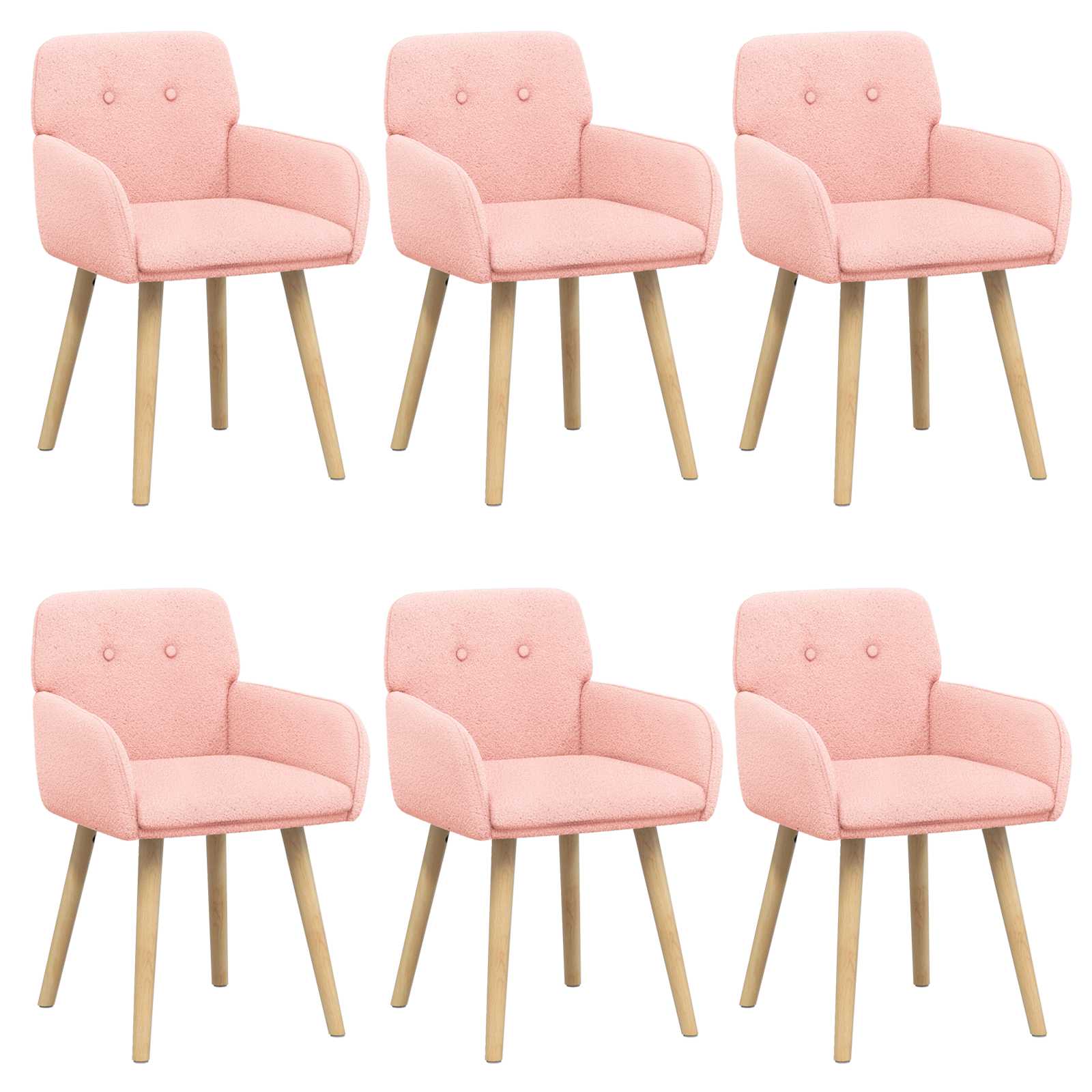 Trpezarijske stolice 6 pcs Bouclé Ružičasta 59 x 57 x 85 cm