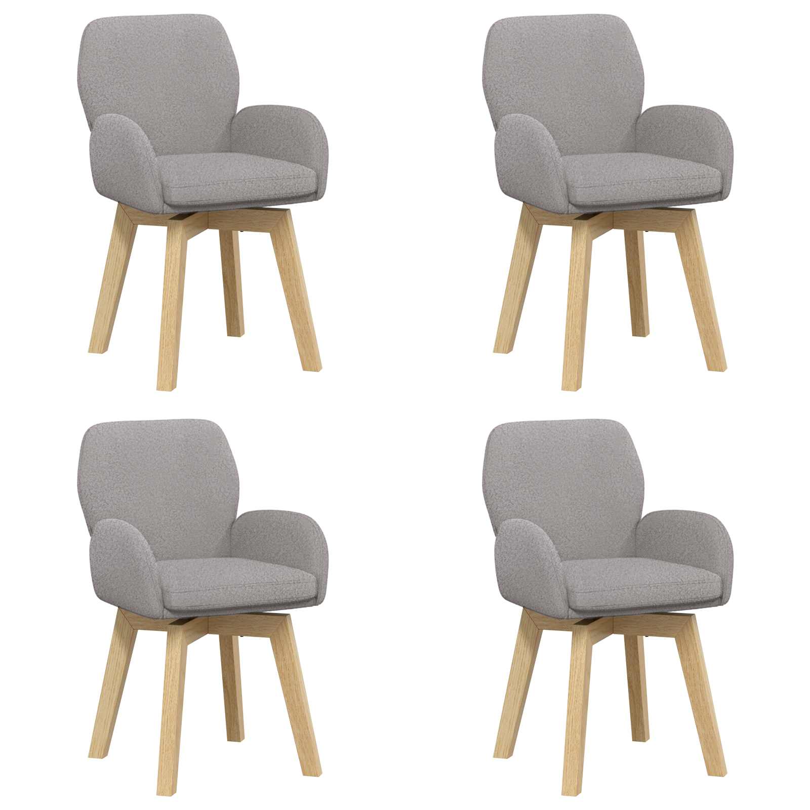 Okretne blagovaonske stolice 4 pcs Bouclé Svjetlosiva