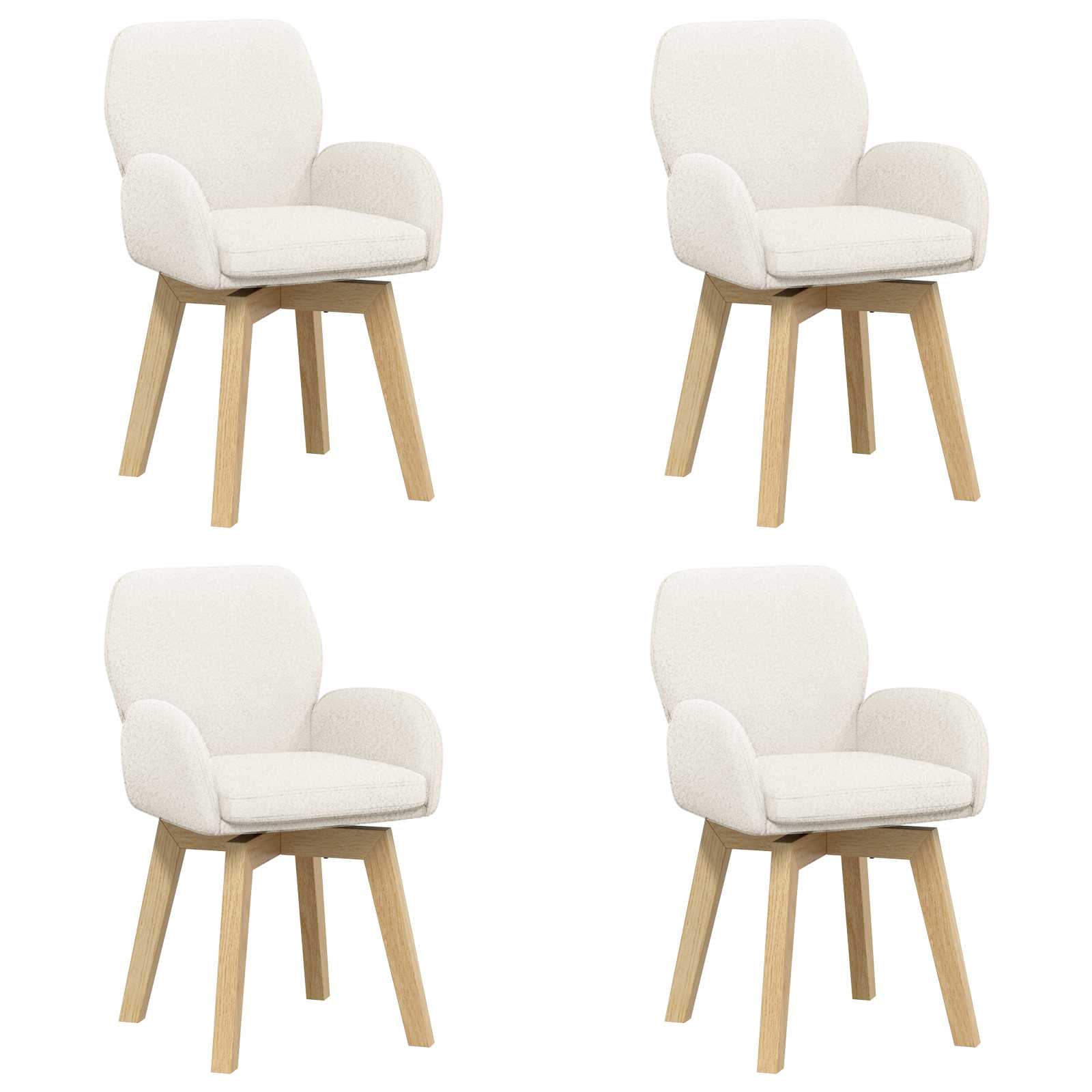 Okretne blagovaonske stolice 4 pcs Bouclé Krem 54 x 58 x 87 cm