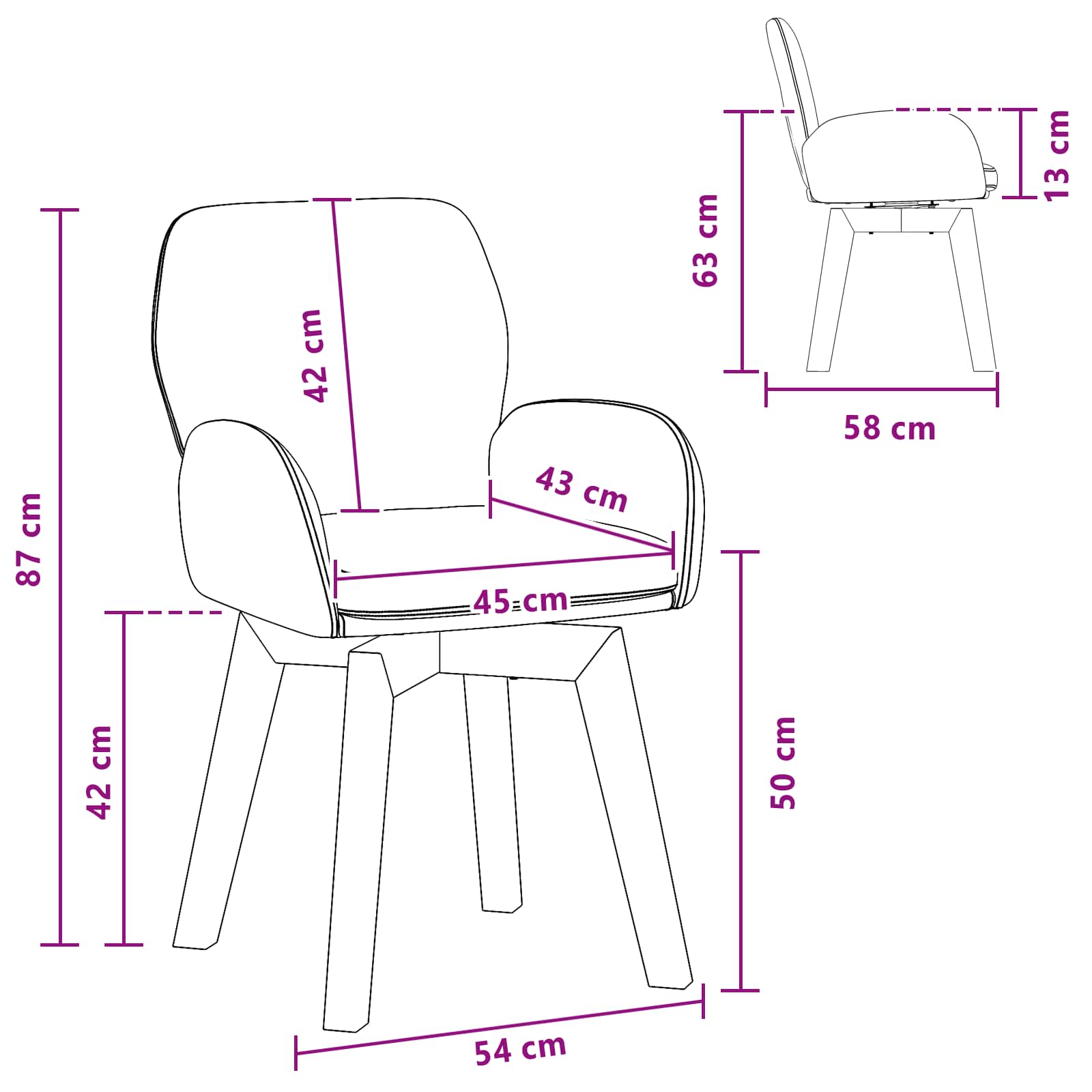 Okretne blagovaonske stolice 4 pcs Bouclé Krem 54 x 58 x 87 cm