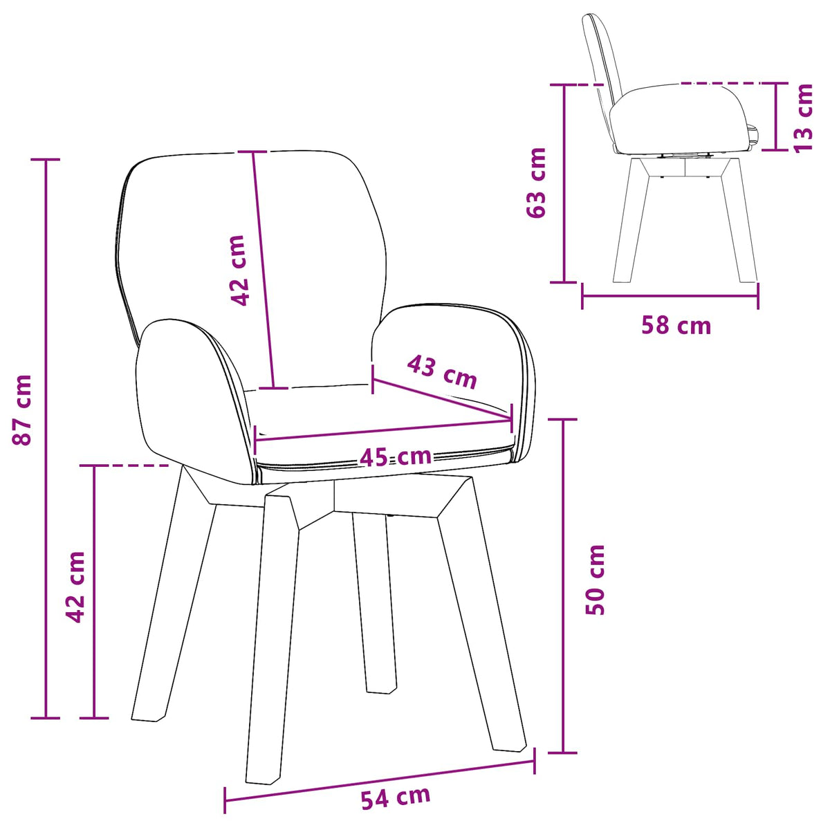 Okretne blagovaonske stolice 4 pcs Bouclé Ružičasta