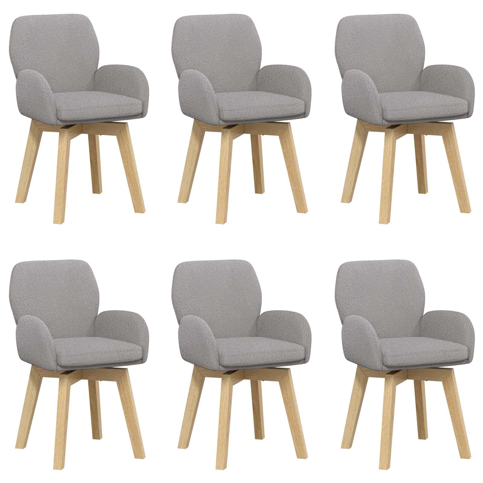 Okretne blagovaonske stolice 6 pcs Bouclé Svjetlosiva