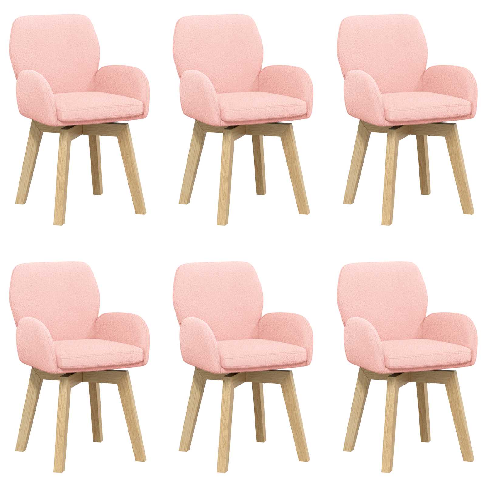 Okretne blagovaonske stolice 6 pcs Bouclé Ružičasta