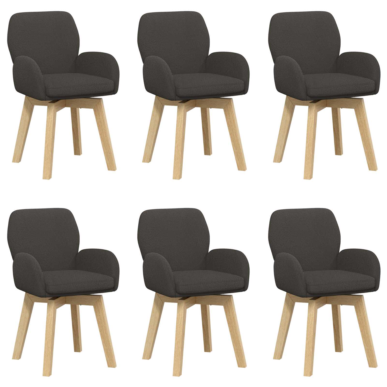 Okretne blagovaonske stolice 6 pcs Bouclé Tamnosiva