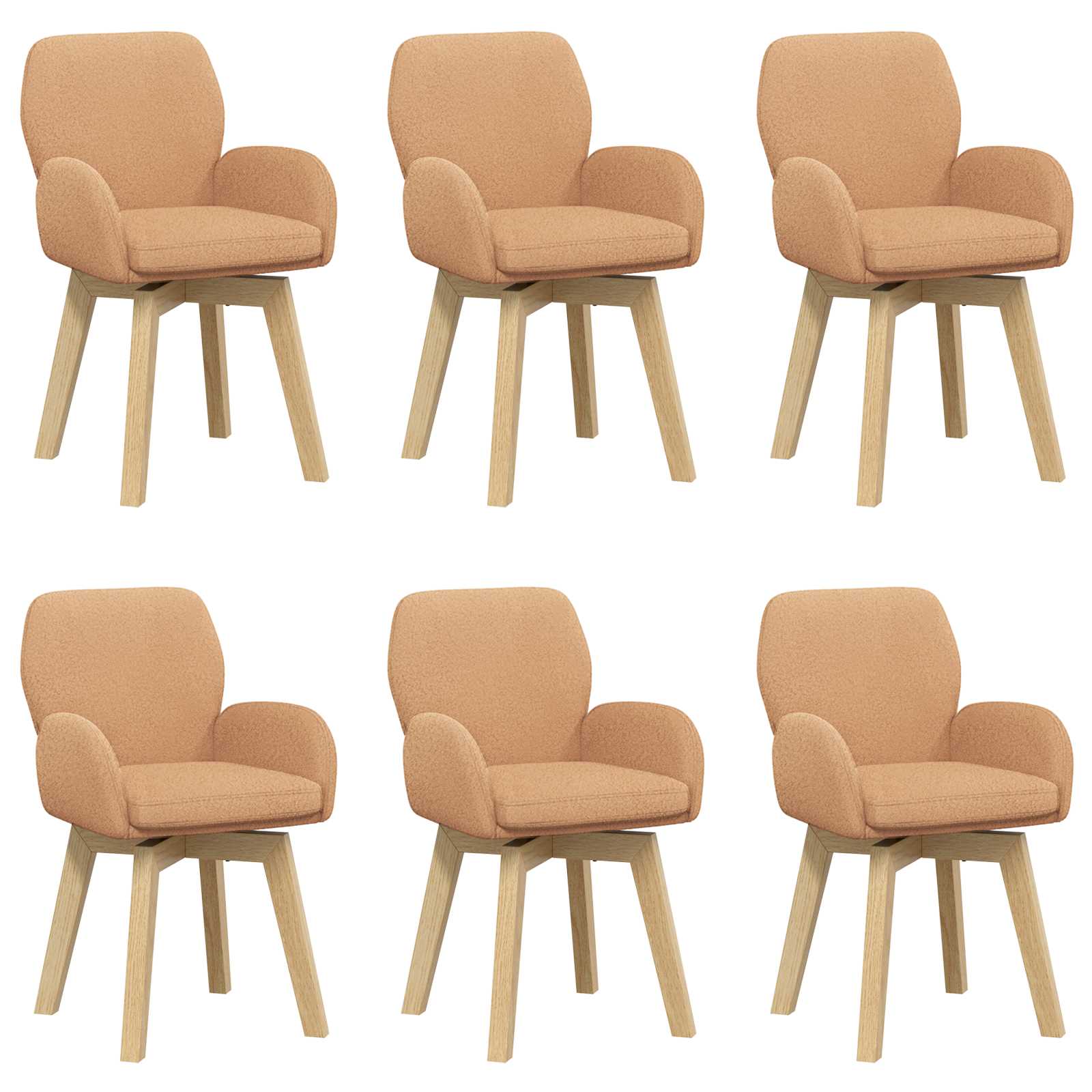 Okretne blagovaonske stolice 6 pcs Bouclé Bež 54 x 58 x 87 cm