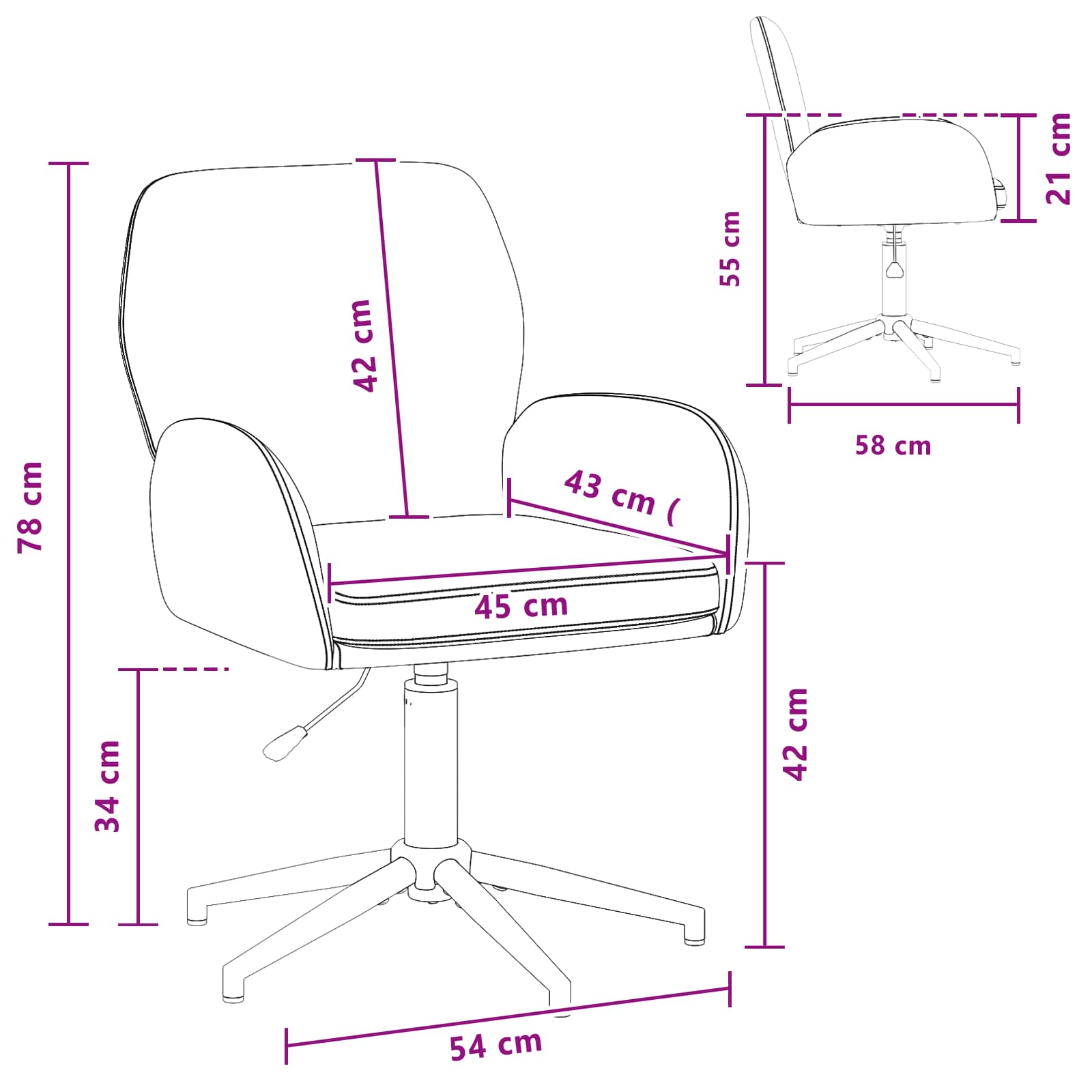 Okretne radne stolice 4 kom. 54 x 58 x 90 cm Tamnosiva Tkanina
