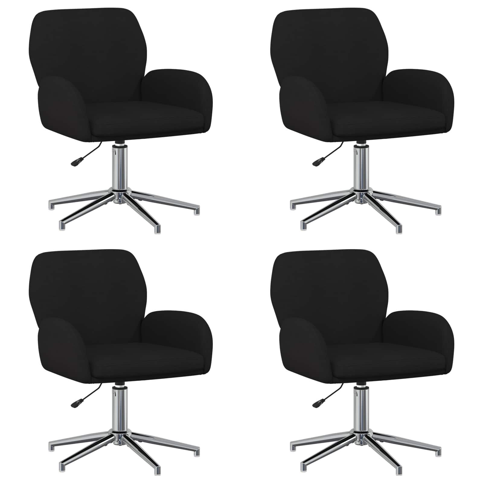 Okretne radne stolice 4 kom. 54 x 58 x 90 cm Crna Tkanina