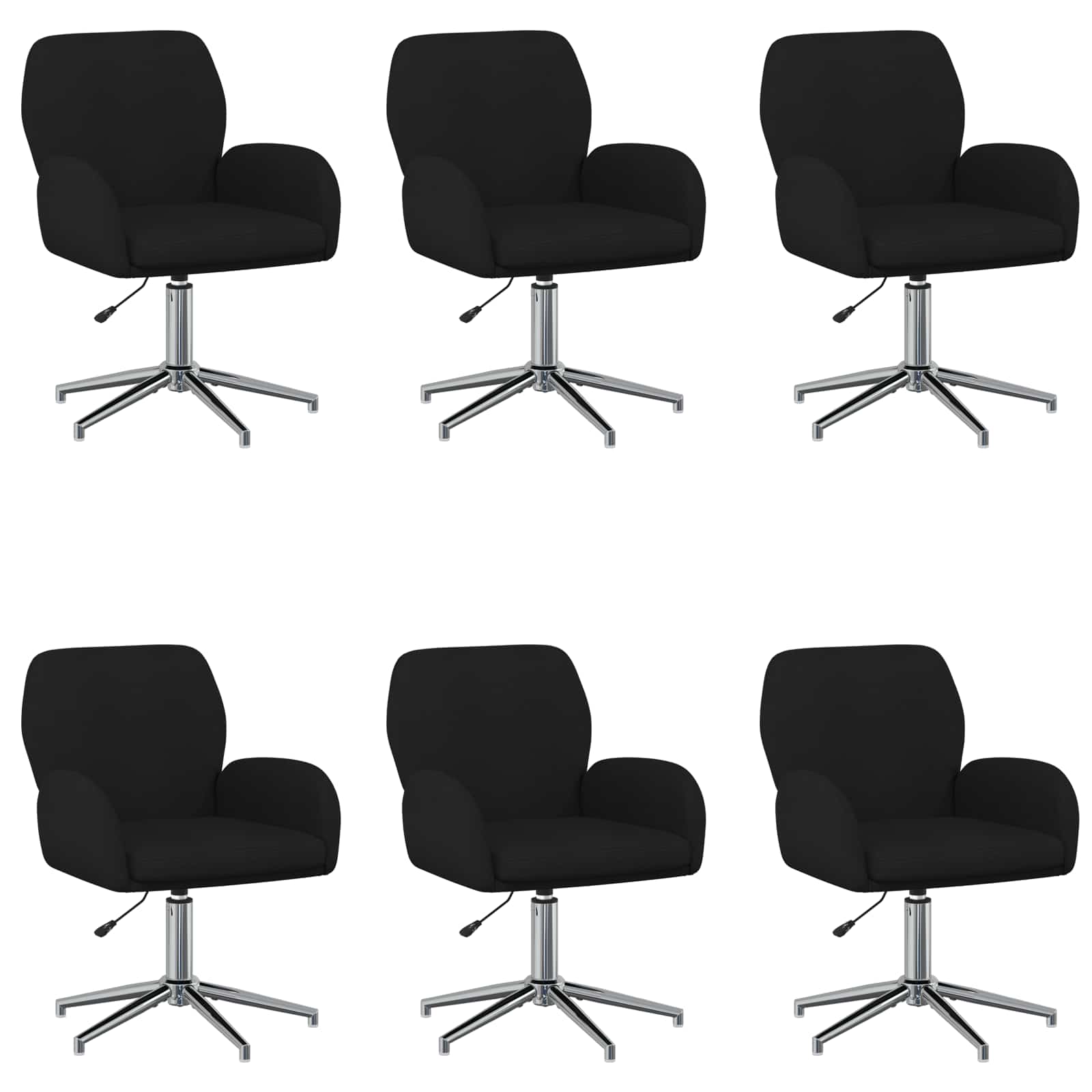 Okretne radne stolice 6 kom. 54 x 58 x 90 cm Crna Tkanina