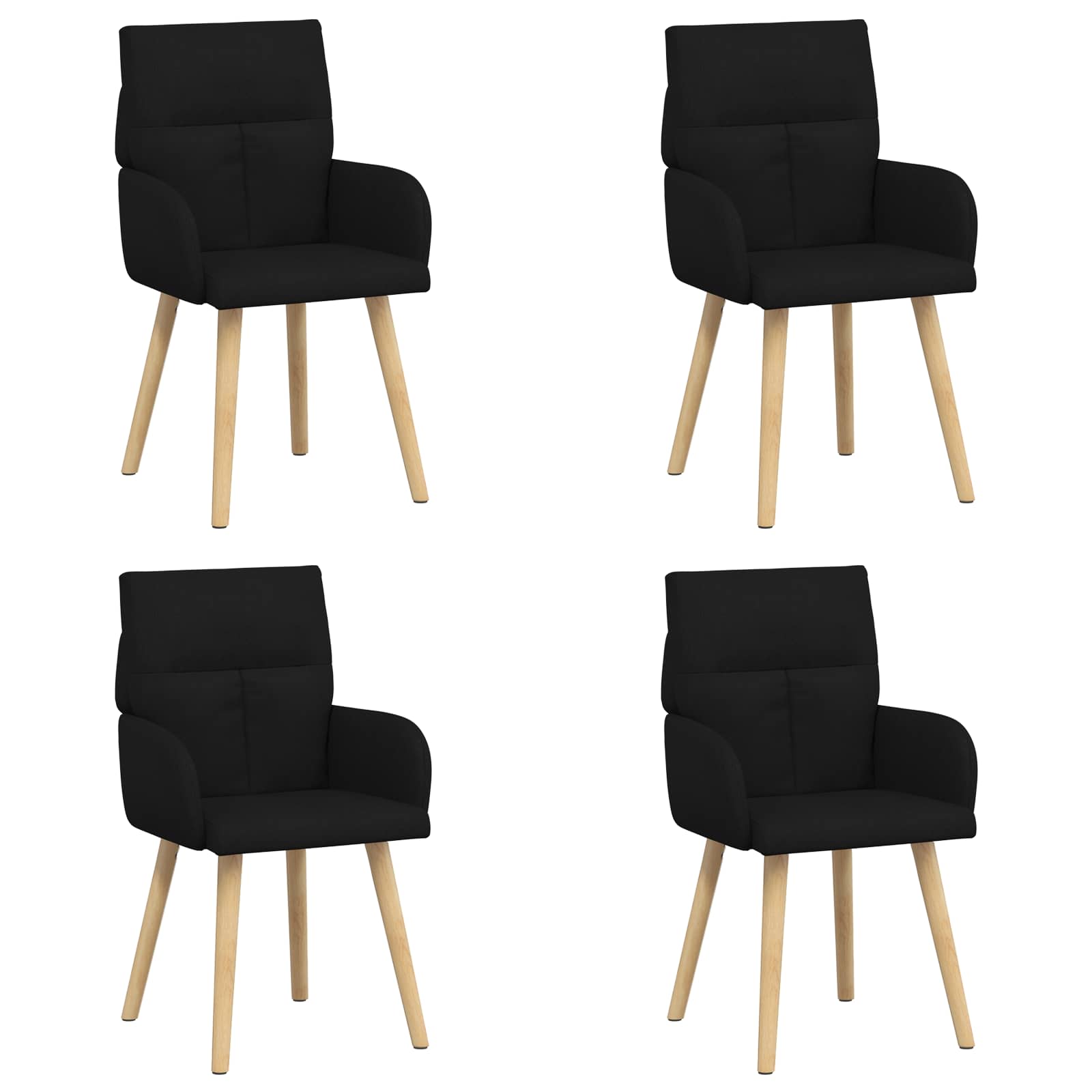 Trpezarijske stolice 4 pcs Tkanina Crna 60 x 56 x 96 cm