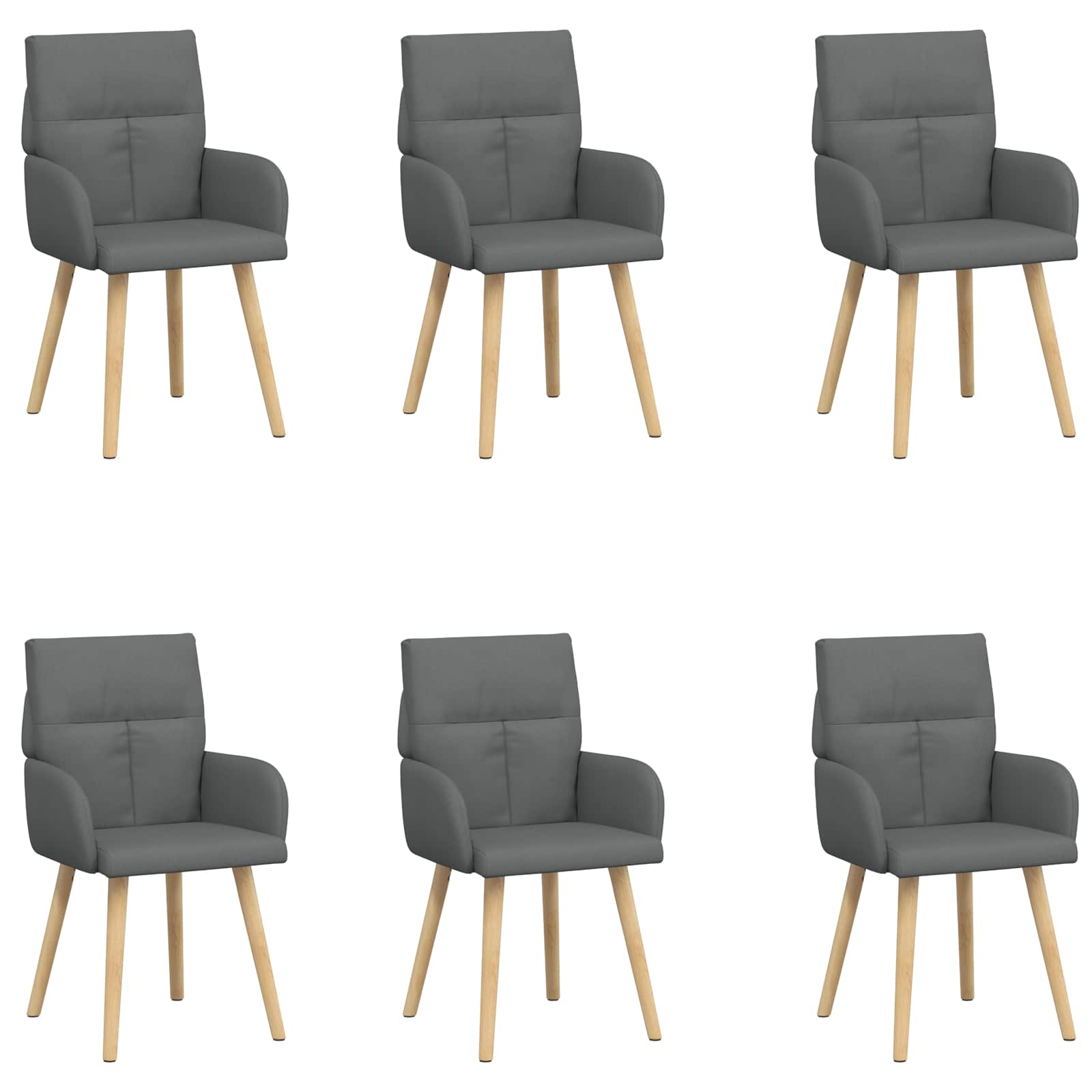Trpezarijske stolice 6 pcs Tkanina Tamnosiva 60 x 56 x 96 cm