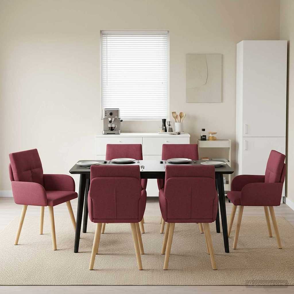 Trpezarijske stolice 6 pcs Tkanina Vinska crvena