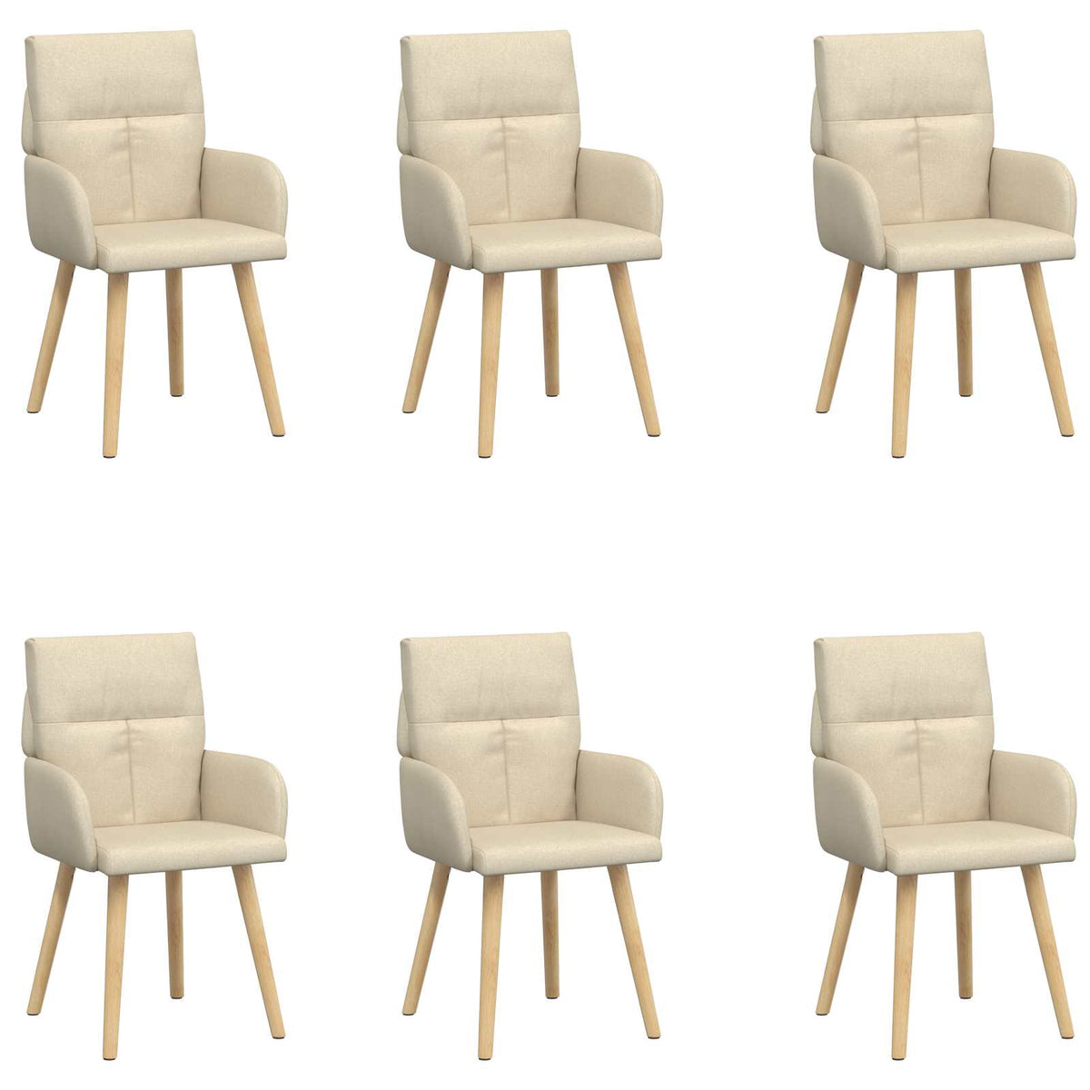 Trpezarijske stolice 6 pcs Tkanina Krem 60 x 56 x 96 cm