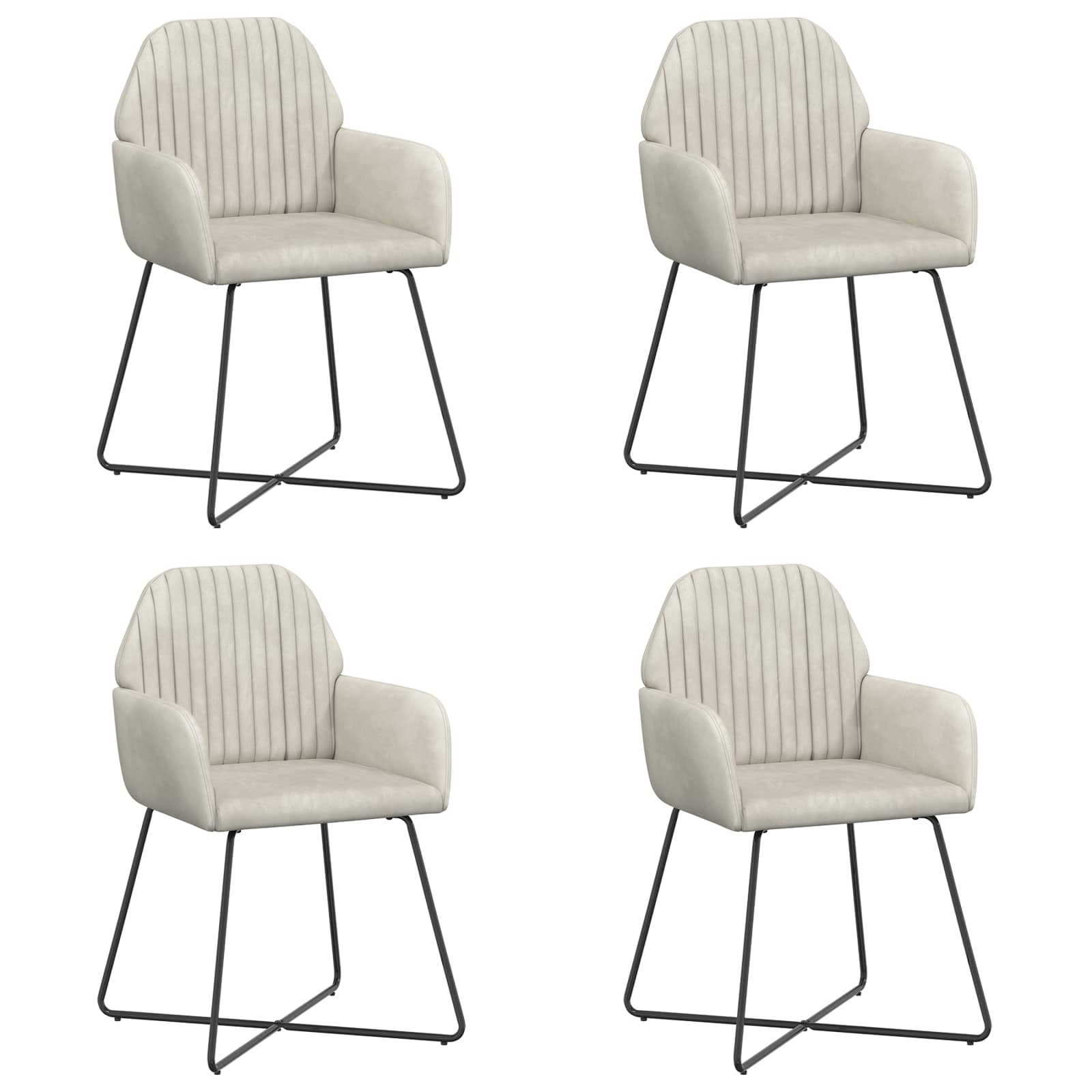 Trpezarijske stolice 4 pcs Baršun Krem 55 x 50 x 84 cm