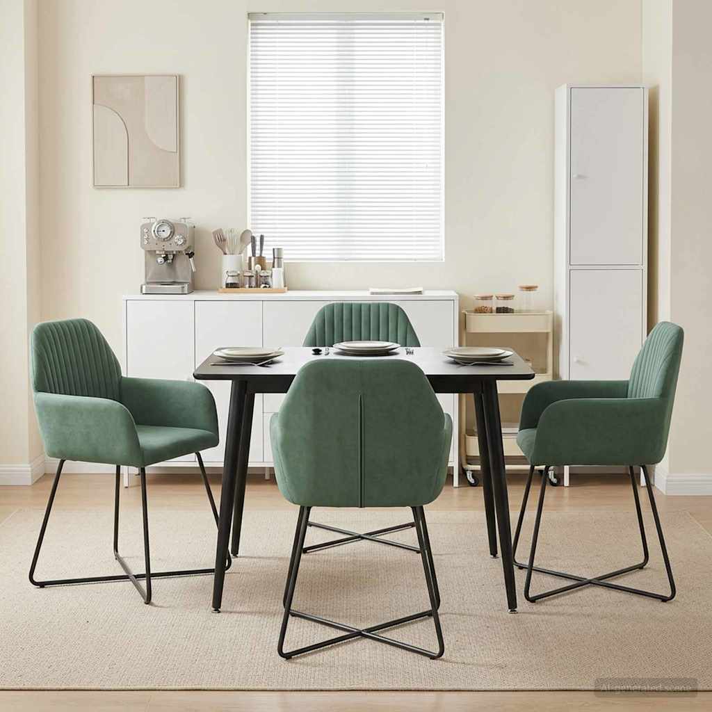 Trpezarijske stolice 4 pcs Baršun Morska zelena 55 x 50 x 84 cm